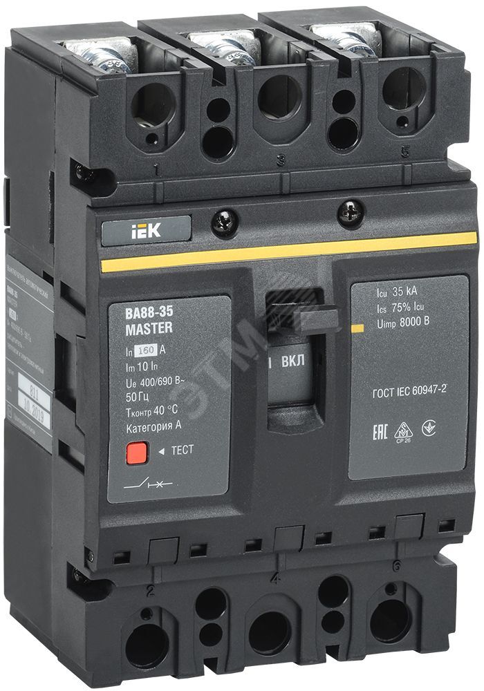 Изображение товара Автоматический выключатель IEK MASTER 160А 3 полюса IP30