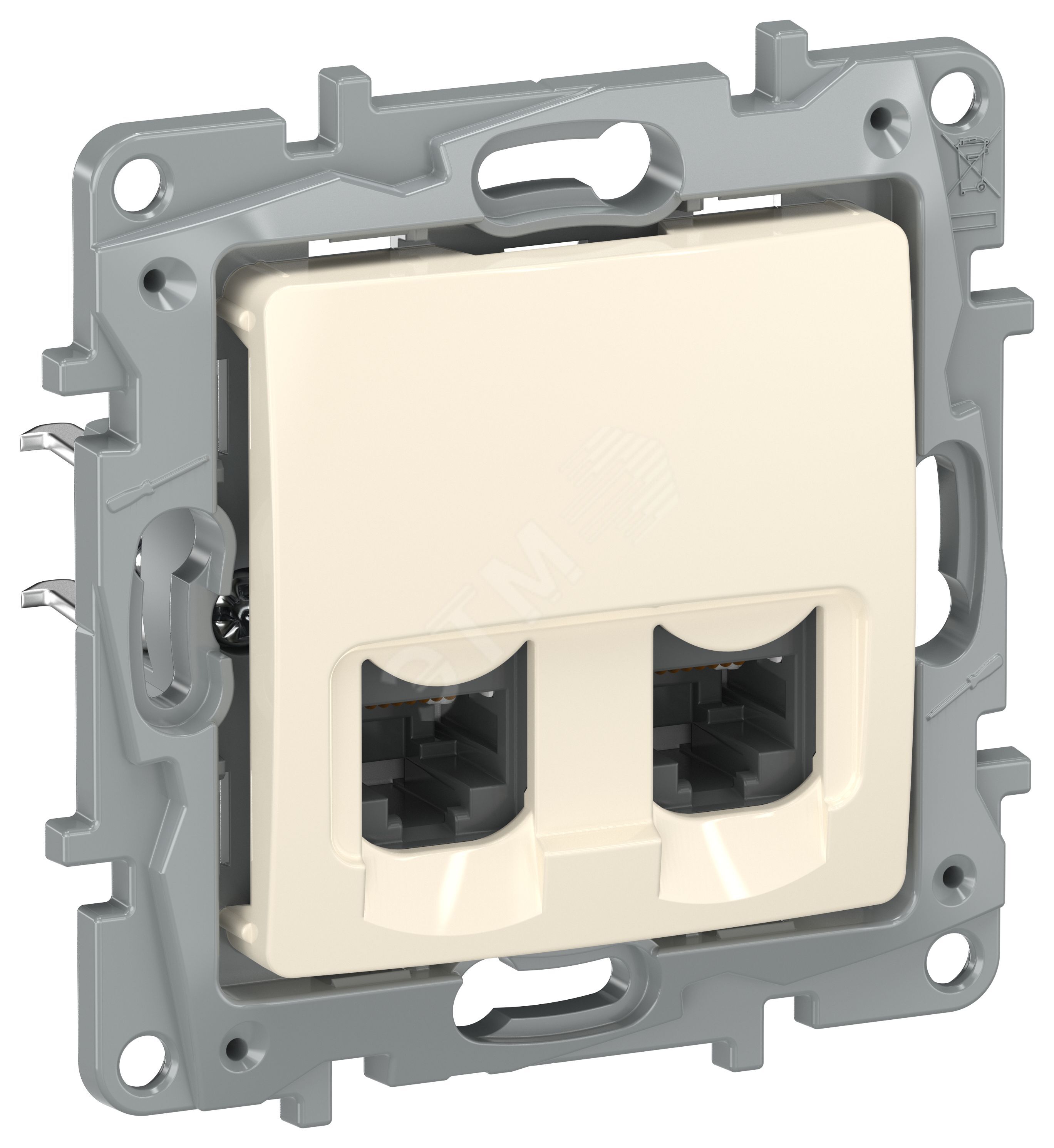 Изображение товара IEKETIKA Розетка компьютерная двойная RJ45 категория 5Е UTP 6723551 слоновая кость (шт) Изображение товара IEKETIKA Розетка компьютерная двойная RJ45 категория 5Е UTP 6723551 слоновая кость (шт)