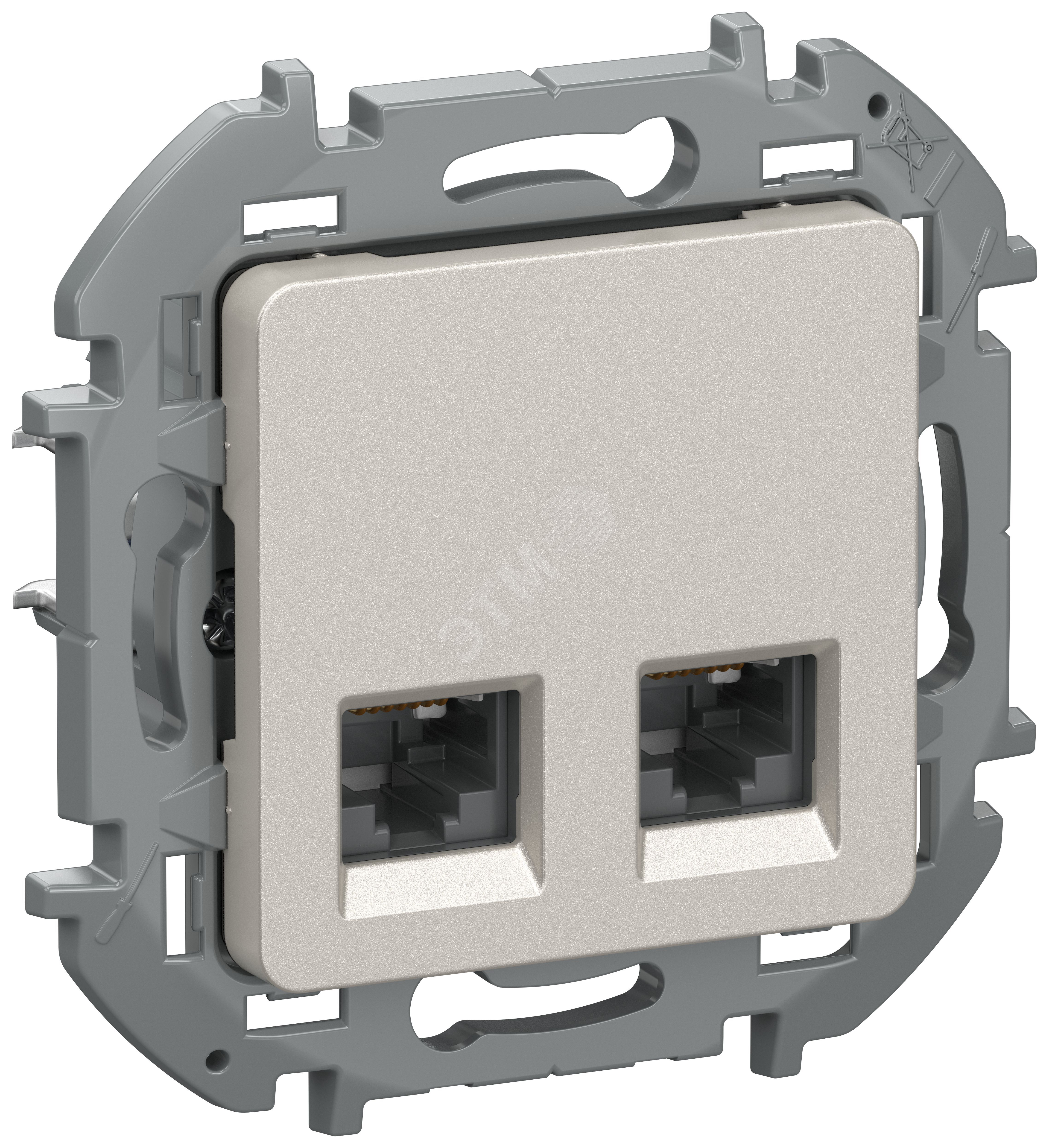Изображение товара IEKINSPIRIA Розетка компьютерная двойная RJ45 категория 5Е UTP 6731281 шампань (шт)