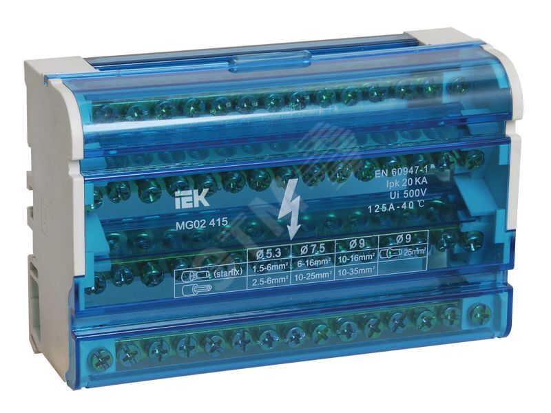 Шины на DIN-рейку в корпусе (кросс-модуль) ШНК 4х15 3L+PEN