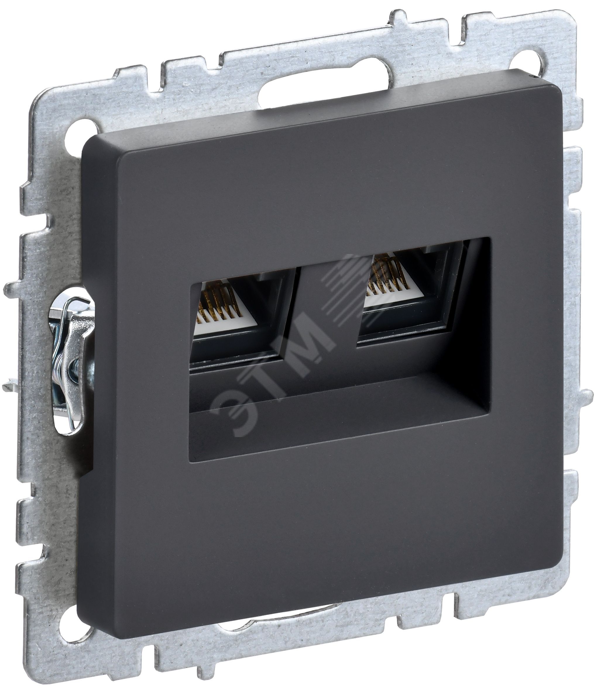Изображение товара BRITE Розетка компьютерная двойная RJ45 кат.6 РК11-2-БрГ графит (шт) Изображение товара BRITE Розетка компьютерная двойная RJ45 кат.6 РК11-2-БрГ графит (шт)