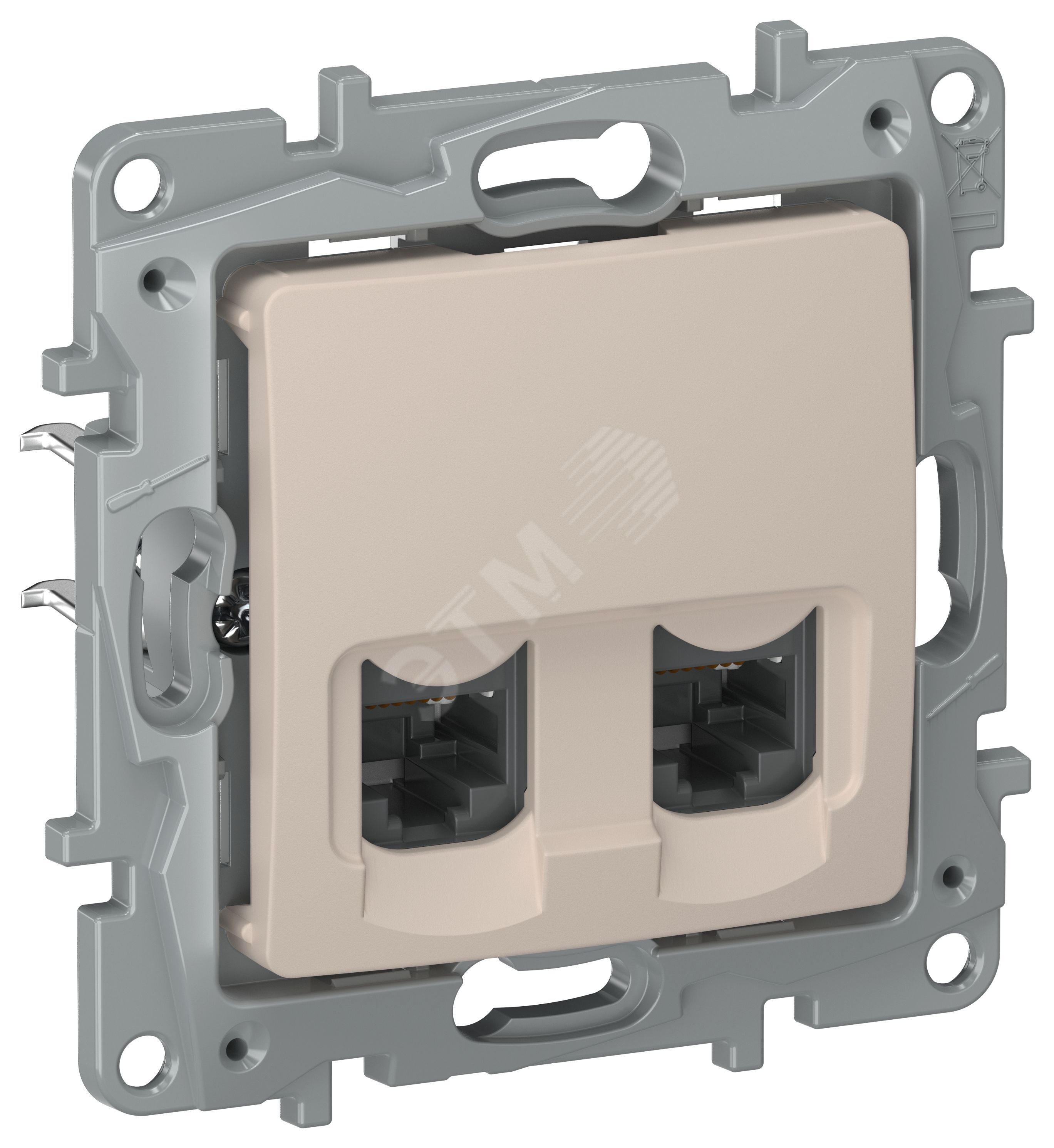 Изображение товара Розетка компьютерная двойная RJ45 категория 5Е UTP 6711551 песочный ETIKA (шт)