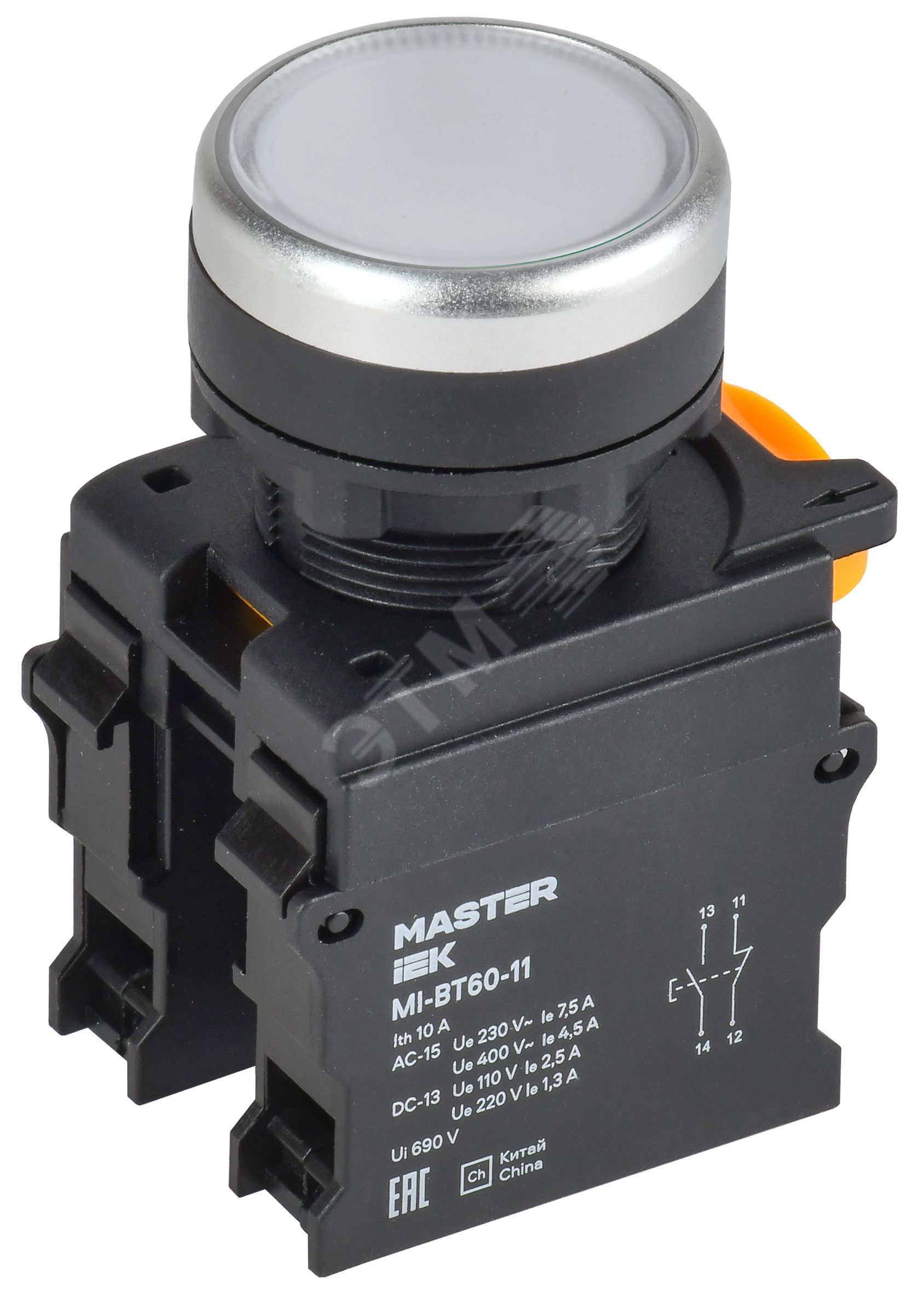 Изображение товара Кнопка d=22мм 1NO+1NC белая MASTER (шт)