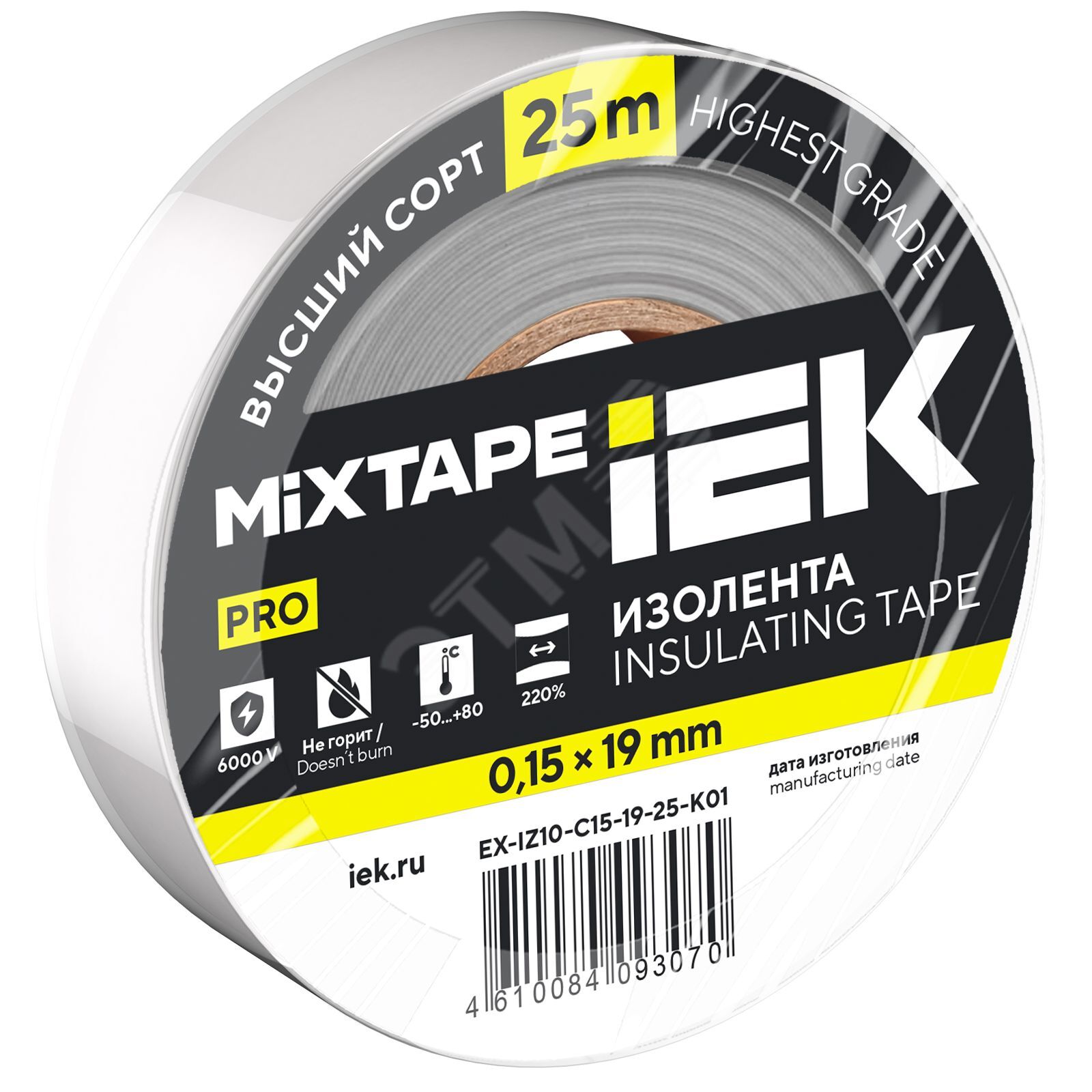 Изображение товара Изолента IEK MIXTAPE PRO 0,15х19 мм белая 25 м Изображение товара Изолента IEK MIXTAPE PRO 0,15х19 мм белая 25 м