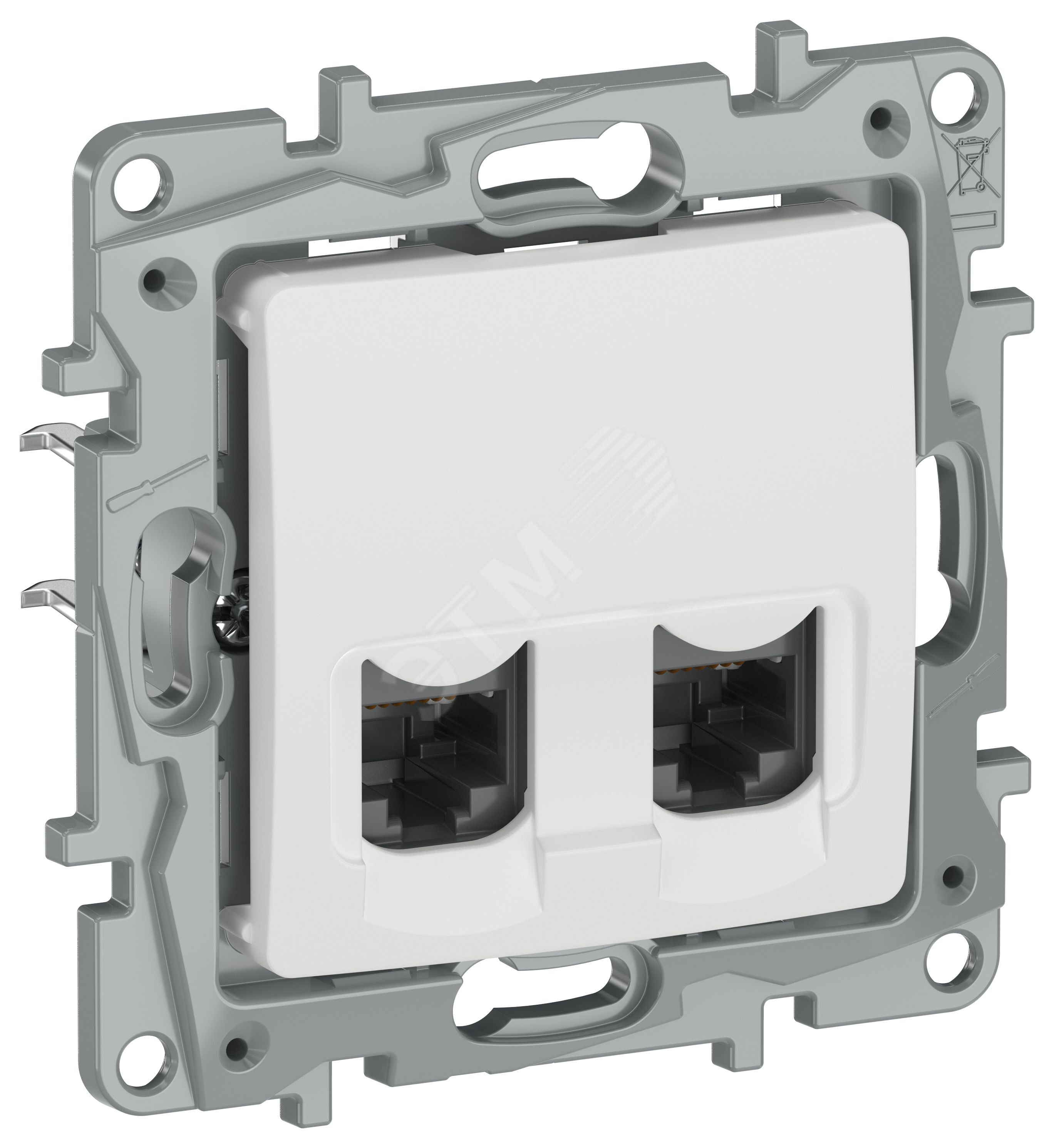 Изображение товара IEKETIKA Розетка компьютерная двойная RJ45 категория 5Е UTP 6710551 молочный (шт)