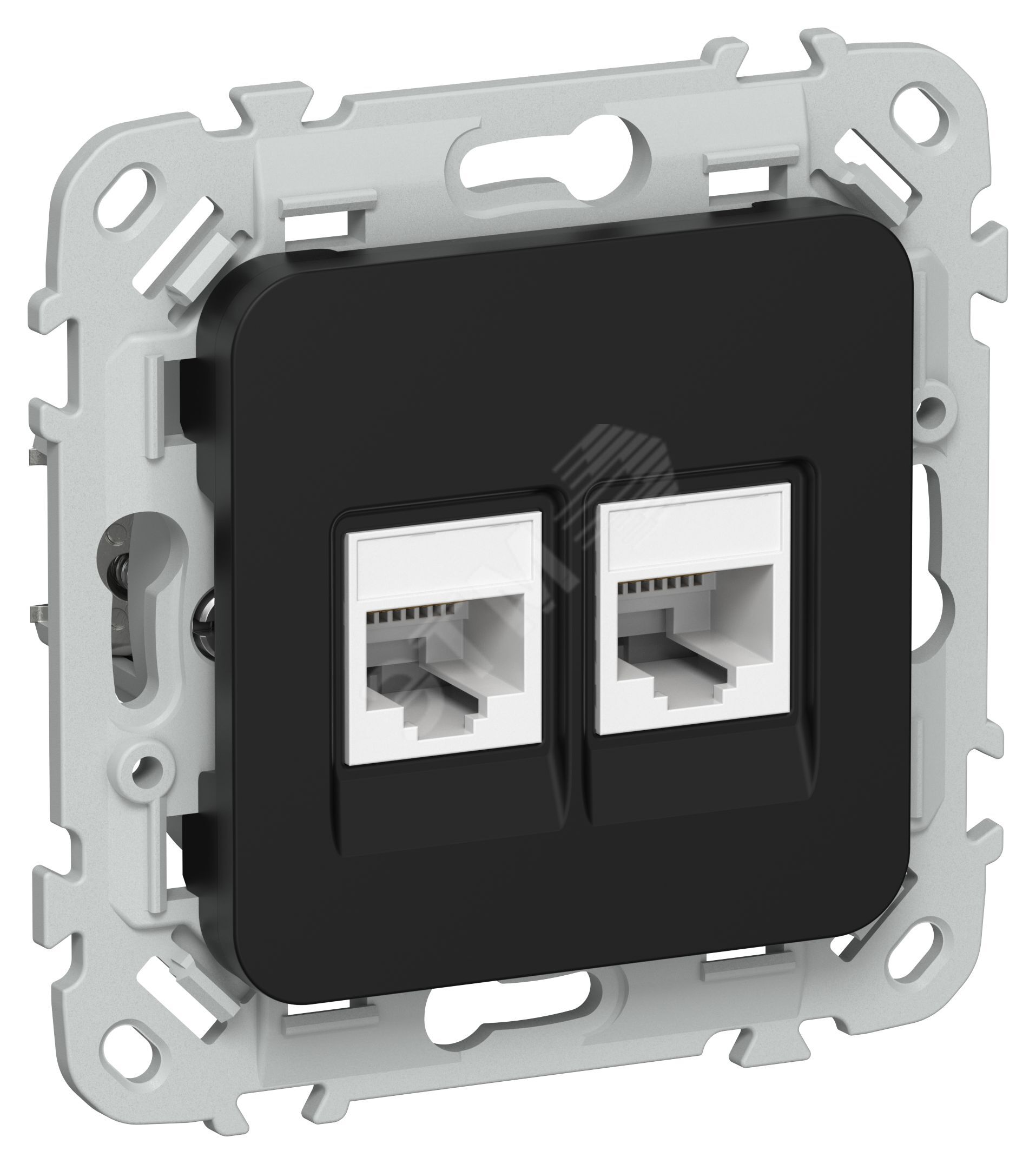 FLITE Розетка 2-местная компьютерная RJ45 категория 6 UTP РК6-2-0-ФлЧ черный