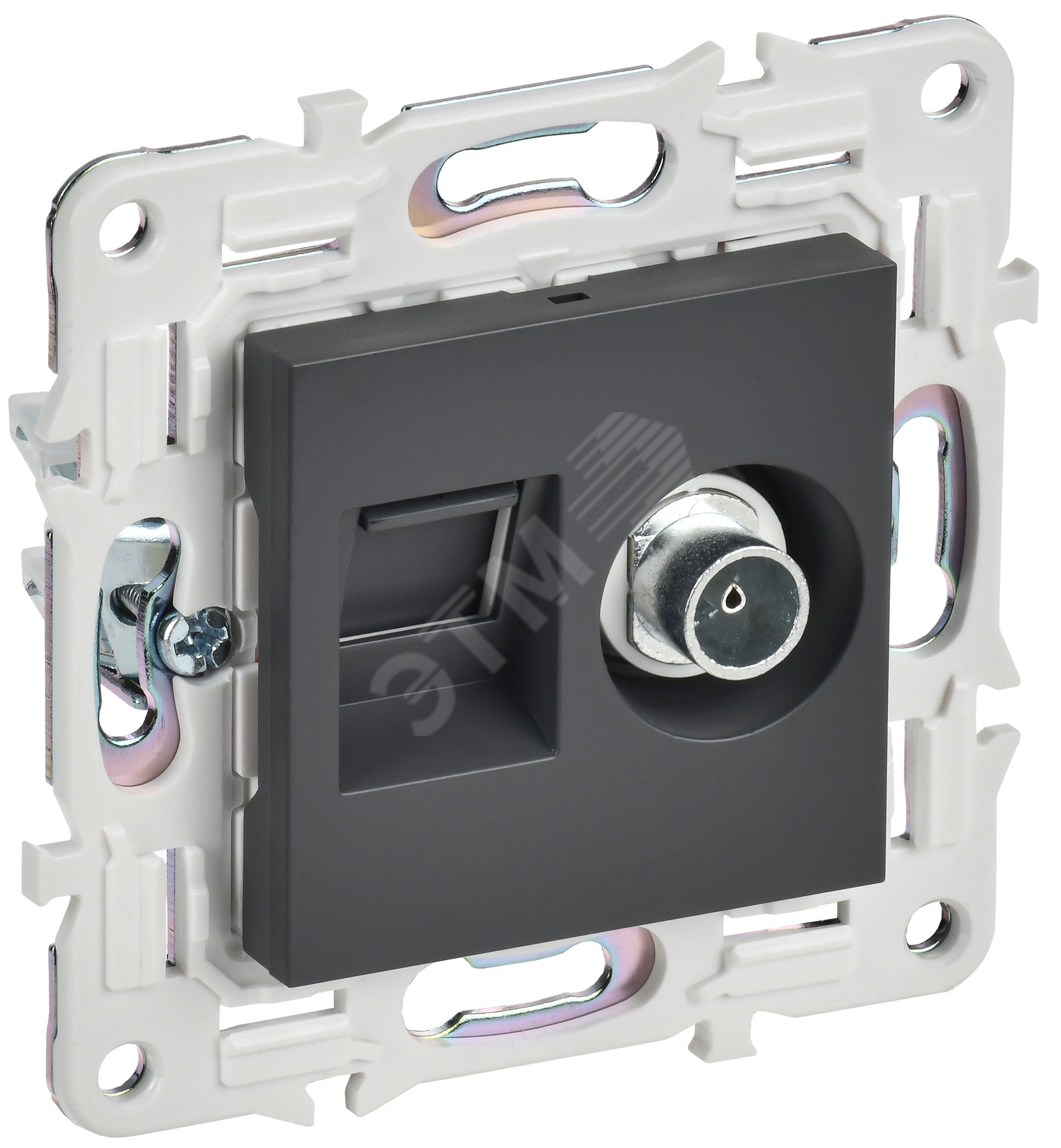 Изображение товара Розетка двойная TV+RJ45 кат.6 SK-A15T титан SKANDY (шт) Изображение товара Розетка двойная TV+RJ45 кат.6 SK-A15T титан SKANDY (шт)
