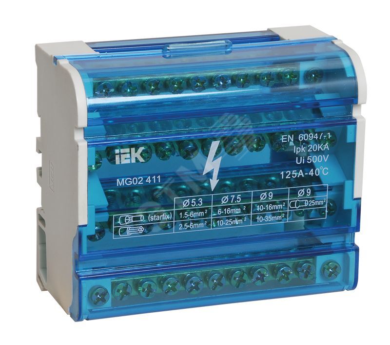 Шины на DIN-рейку в корпусе (кросс-модуль) ШНК 4х11 3L+PEN