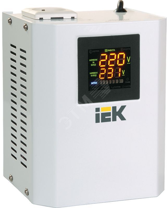 Изображение товара Стабилизатор напряжения IEK Boiler 0,5 кВА с высоким КПД и защитой Изображение товара Стабилизатор напряжения IEK Boiler 0,5 кВА с высоким КПД и защитой
