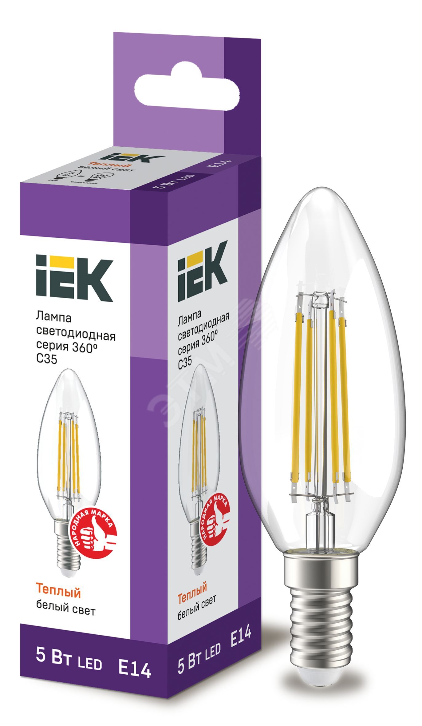 Изображение товара Лампа светодиодная IEK LLF-C35 5Вт 3000К E14 прозрачная свеча 360° Изображение товара Лампа светодиодная IEK LLF-C35 5Вт 3000К E14 прозрачная свеча 360°