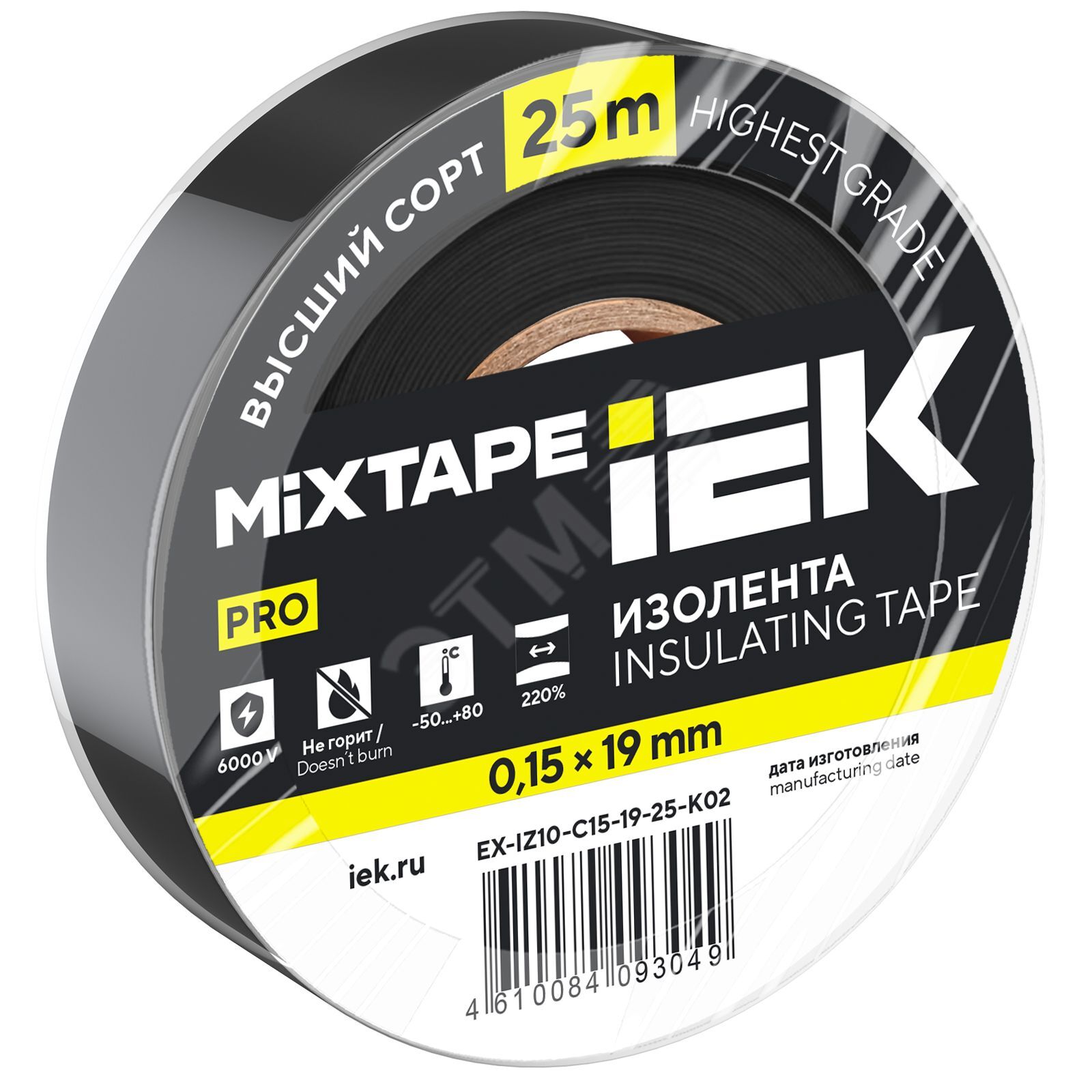 Изображение товара Изолента IEK MIXTAPE PRO 0,15х19 мм черная, 25 м для электромонтажа Изображение товара Изолента IEK MIXTAPE PRO 0,15х19 мм черная, 25 м для электромонтажа