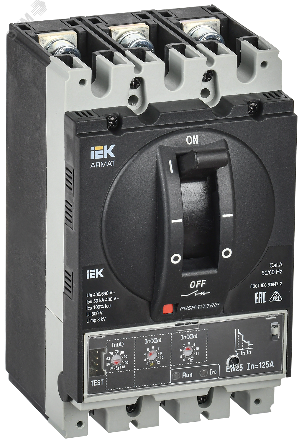 Изображение товара Автоматический выключатель ARMAT 3P 125А 50кА литой корпус IEK