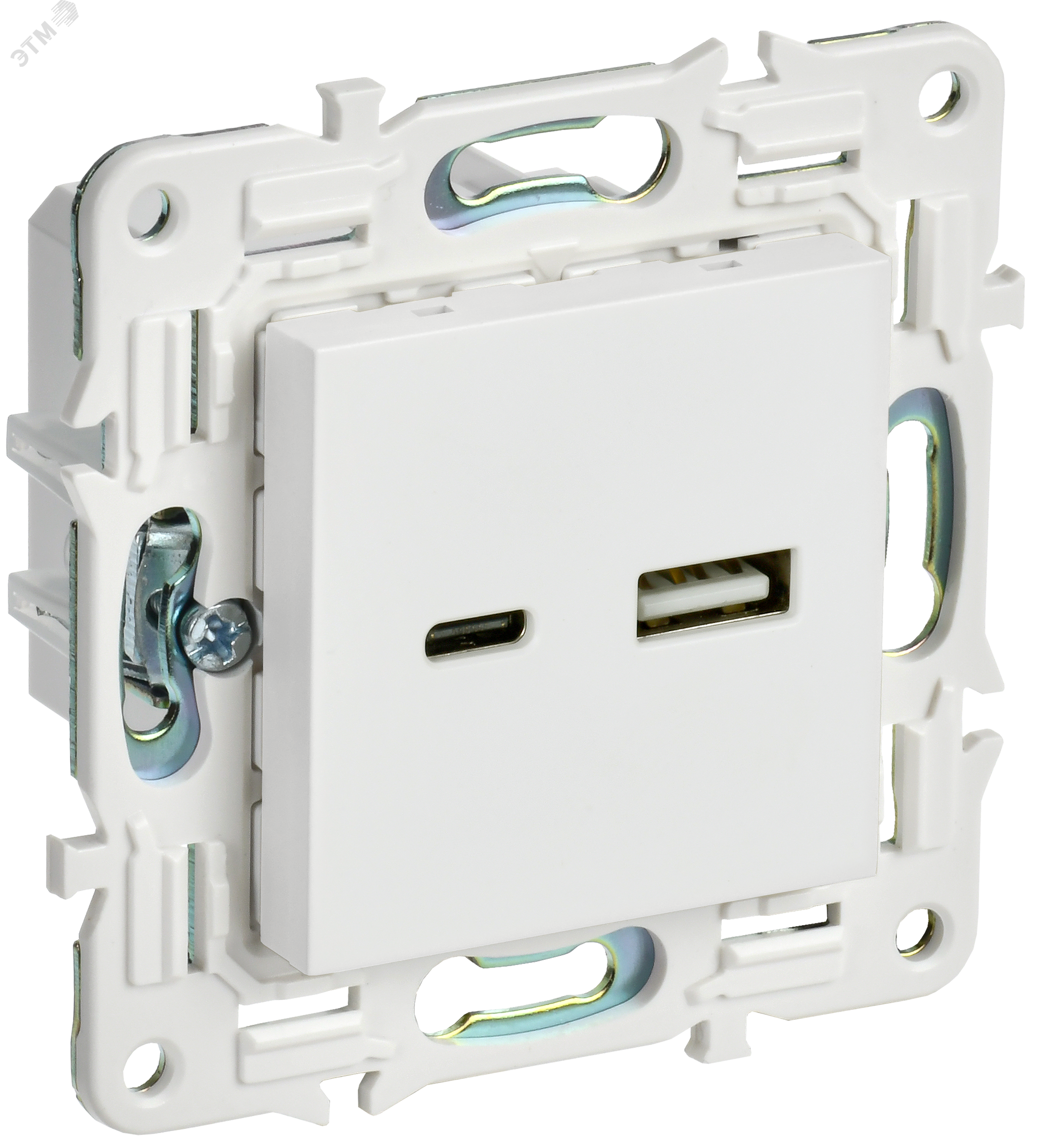 Изображение товара Розетка USB SKANDY серия SKANDY с USB A и C белая для быстрой зарядки