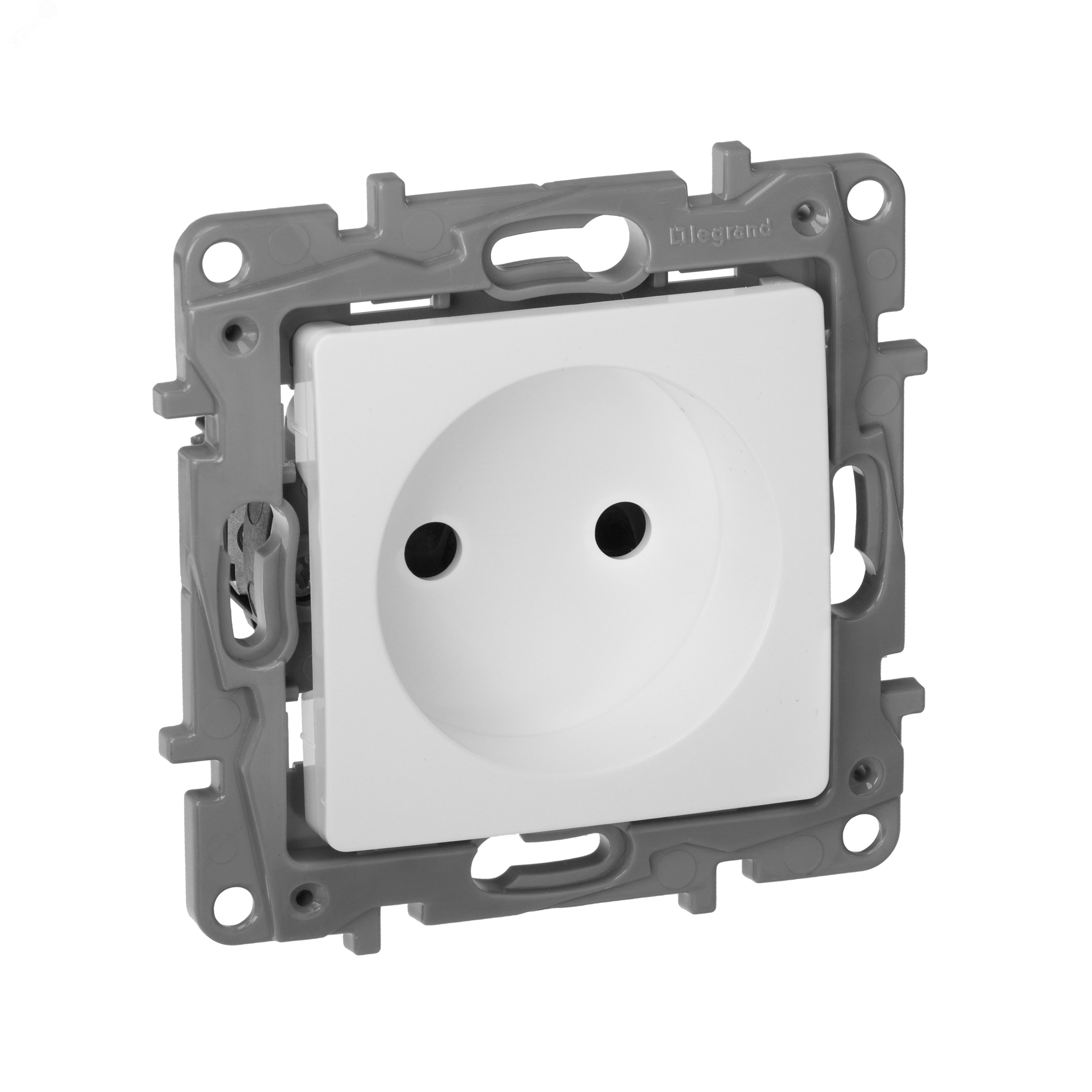 Изображение товара Розетка без заземления ETIKA 16А с защитными шторками белая для скрытого монтажа