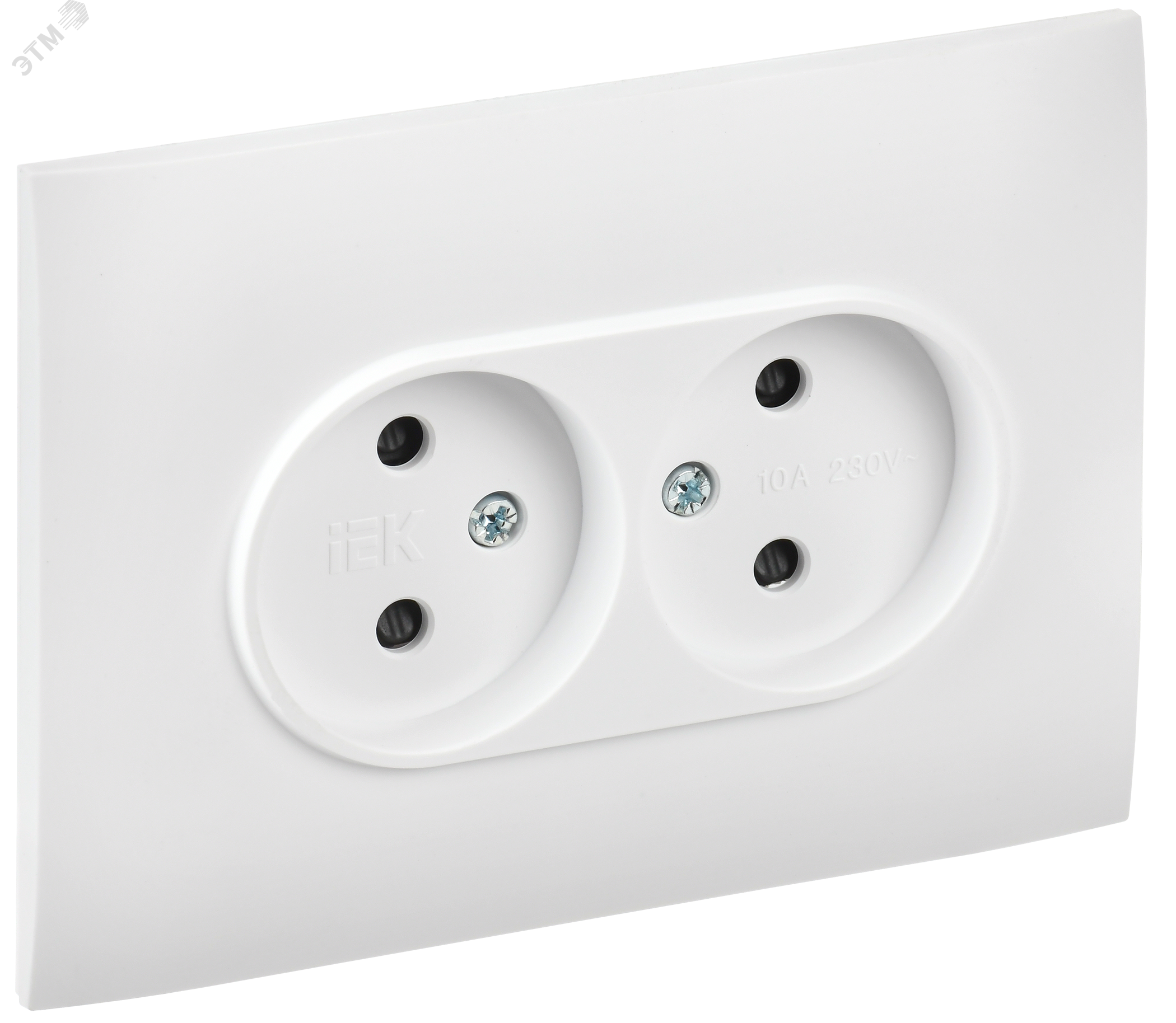 Изображение товара Розетка 2-местная без заземления с защитными шторками серия SKANDY IEK белый