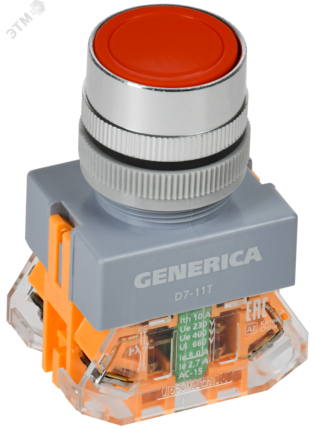 Изображение товара Кнопка D7-11T d=22мм 1з+1р с фикс. кр. GENERICA (шт)