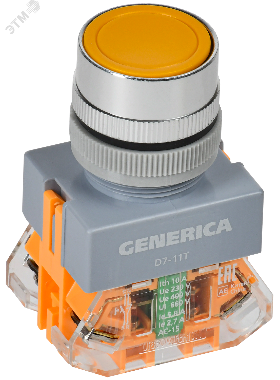 Изображение товара Кнопка D7-11T d=22мм 1з+1р с фикс. жел. GENERICA (шт)