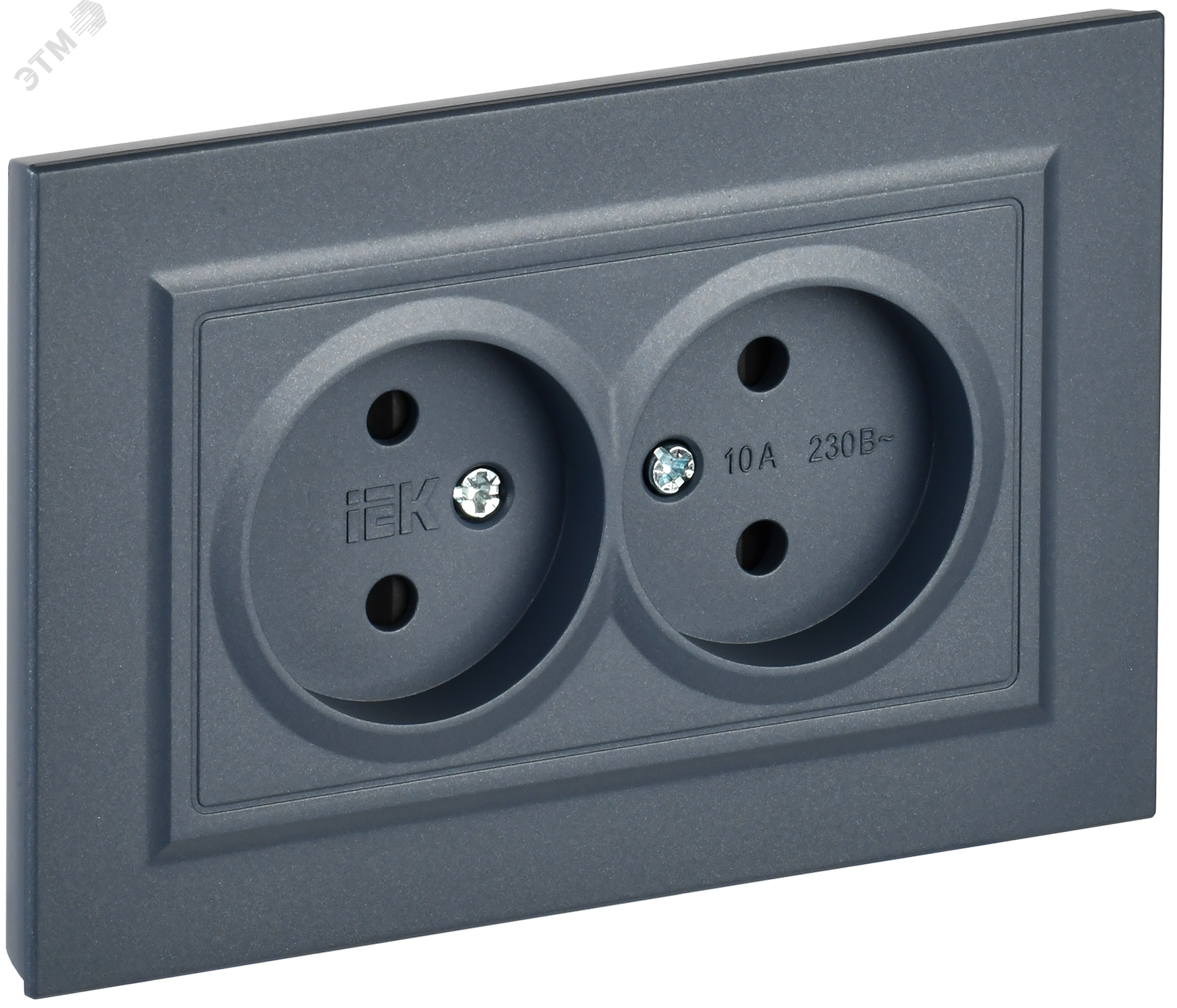 Изображение товара Розетка 2-местная без заземления с защитными шторками BRITE IEK 10А