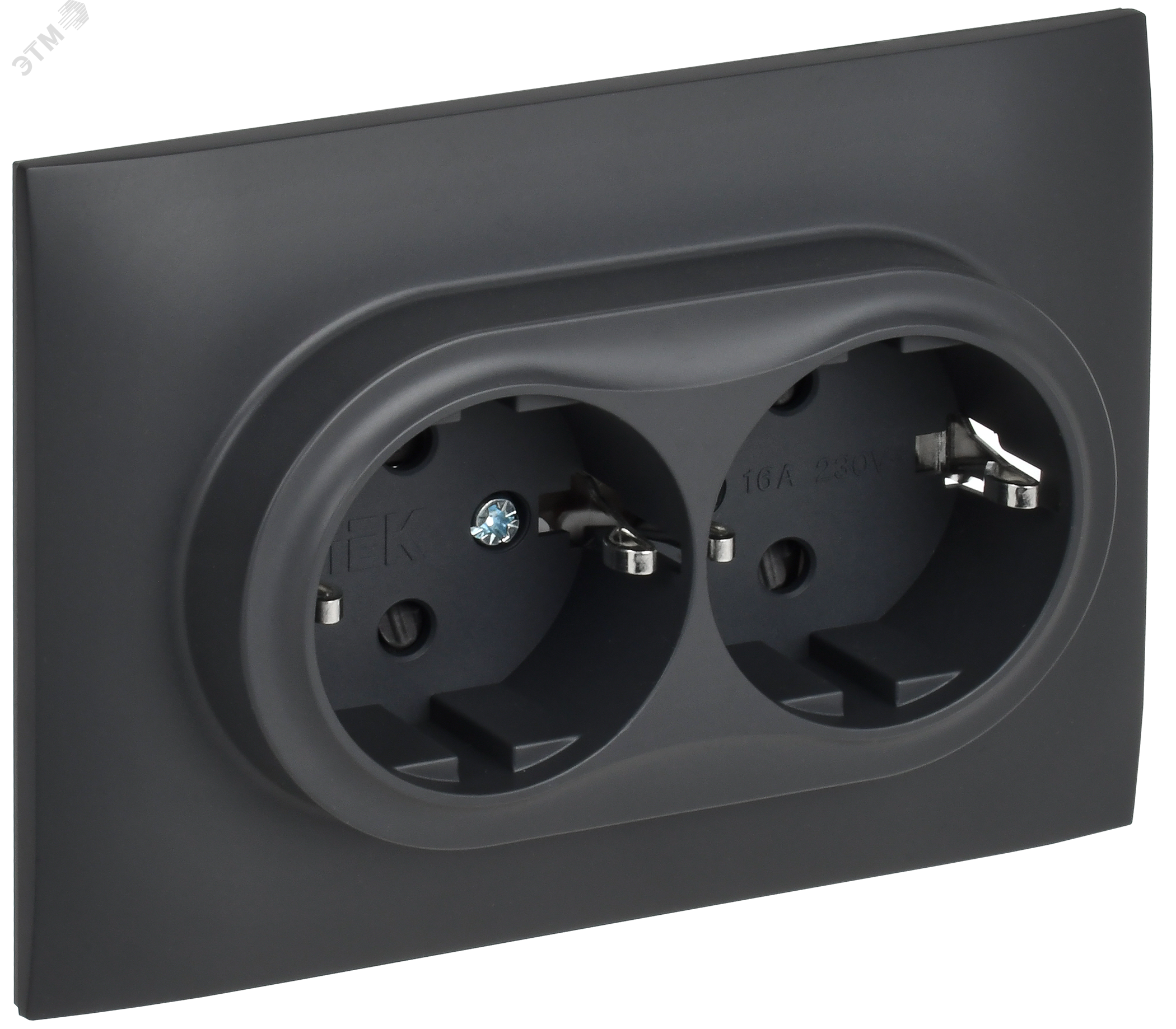 Изображение товара SKANDY Розетка 2-местная с заземлением с защитными шторками 16А в сборе SK-R07T титан IEK (шт)