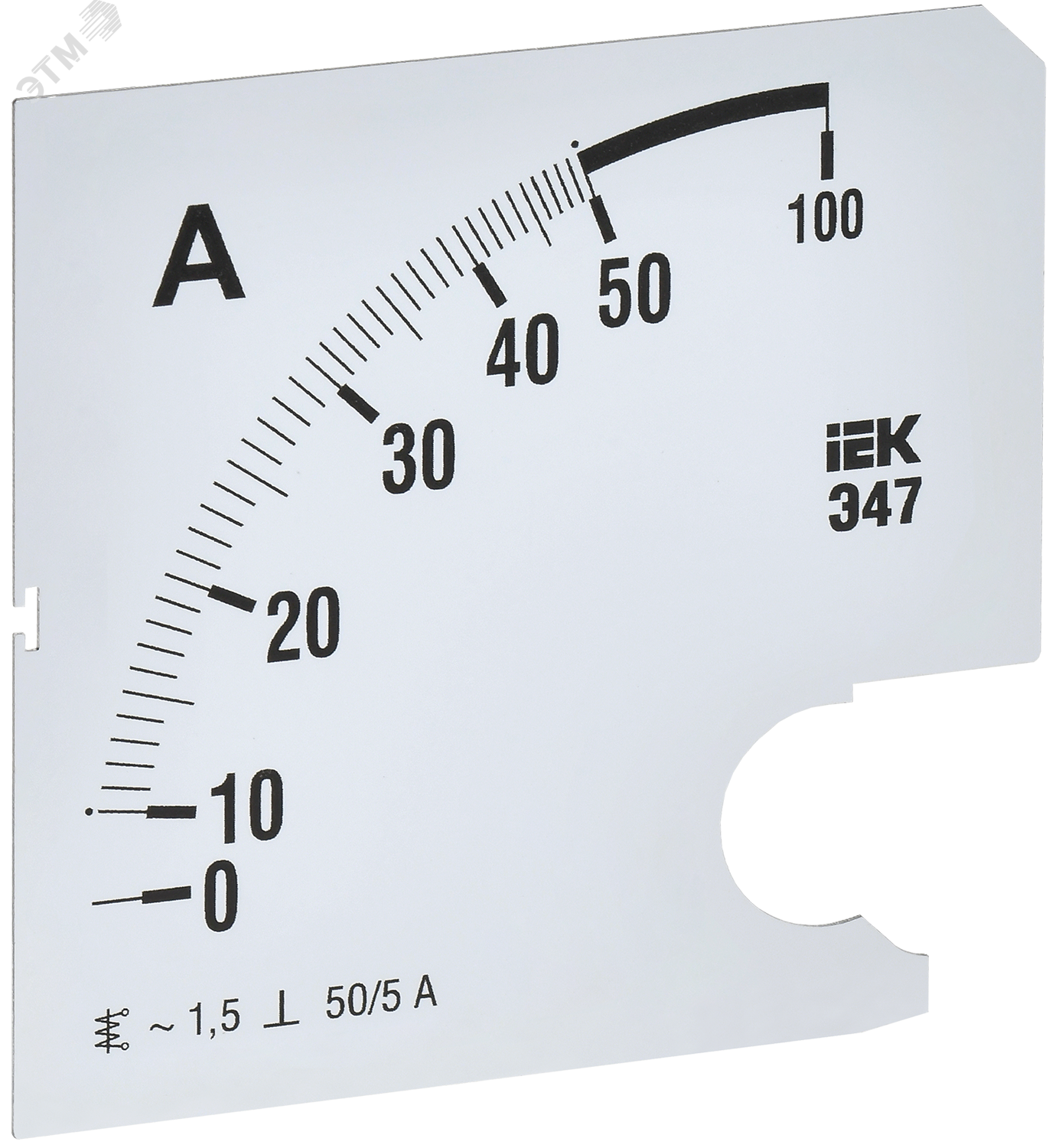 Изображение товара Шкала сменная для амперметра Э47 50/5А класс точности 1,5 96х96мм IEK