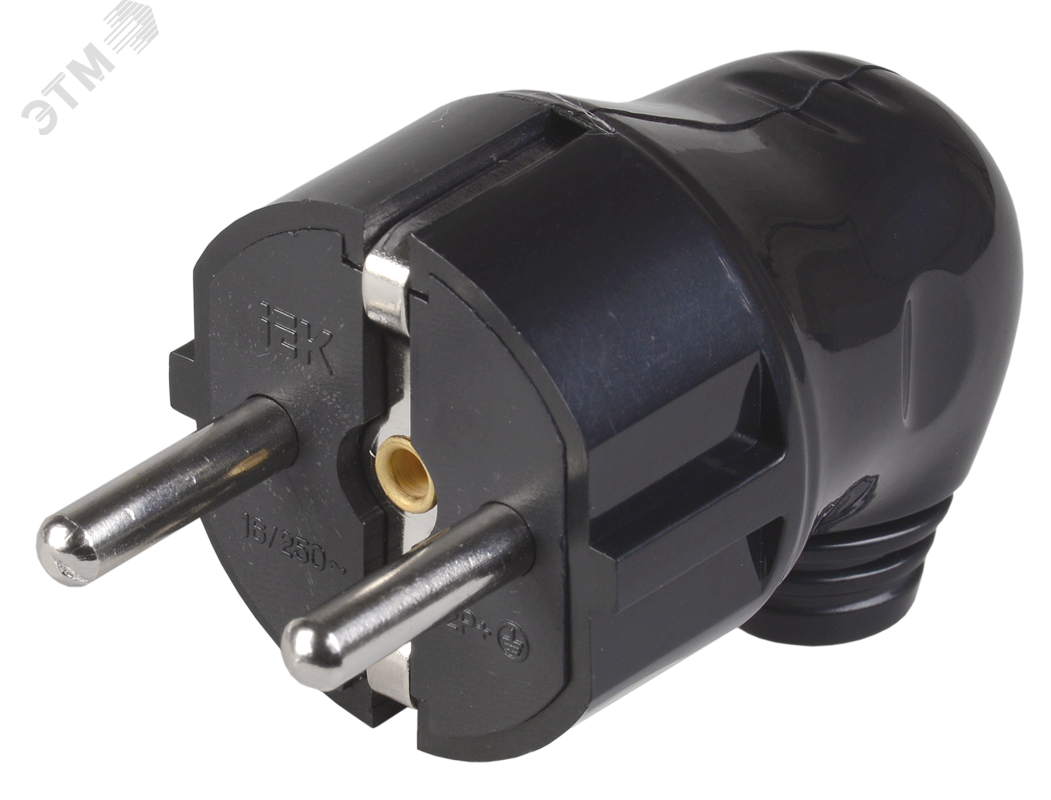 Изображение товара Разборная угловая вилка черная 16А 220В IP20 IEK