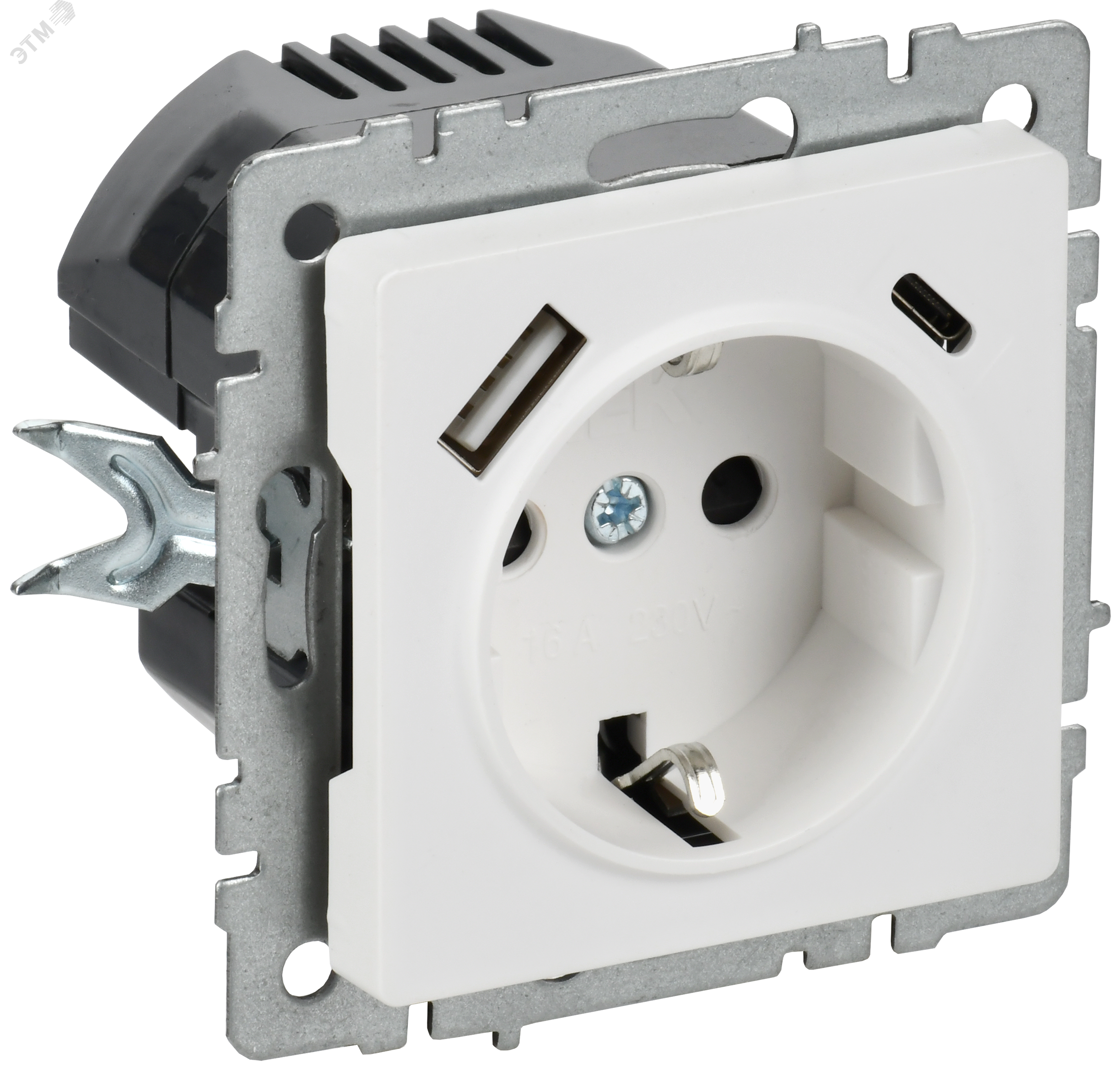 Изображение товара Розетка 1-местная с заземлением и USB 18Вт модель BRITE IEK