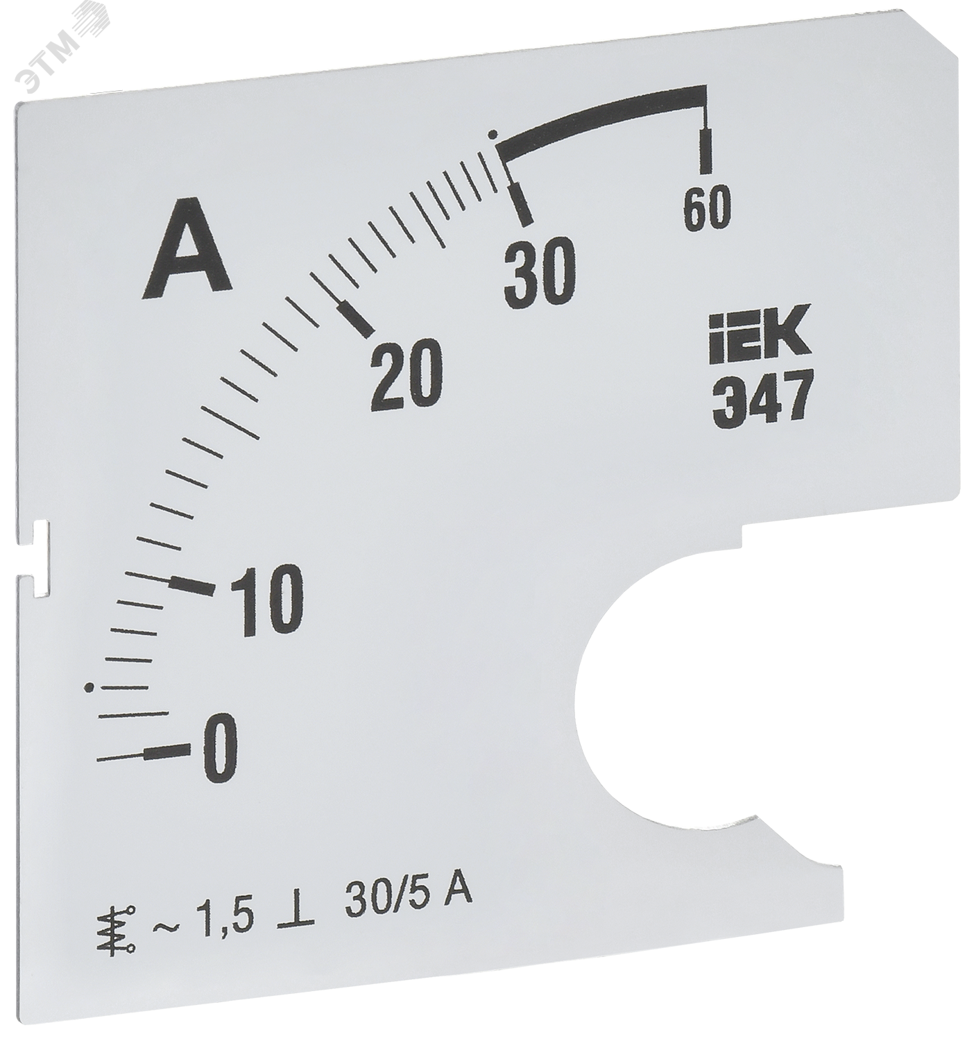 Изображение товара Сменная шкала для амперметра Э47 0-30А 72х72мм класс точности 1,5 IEK