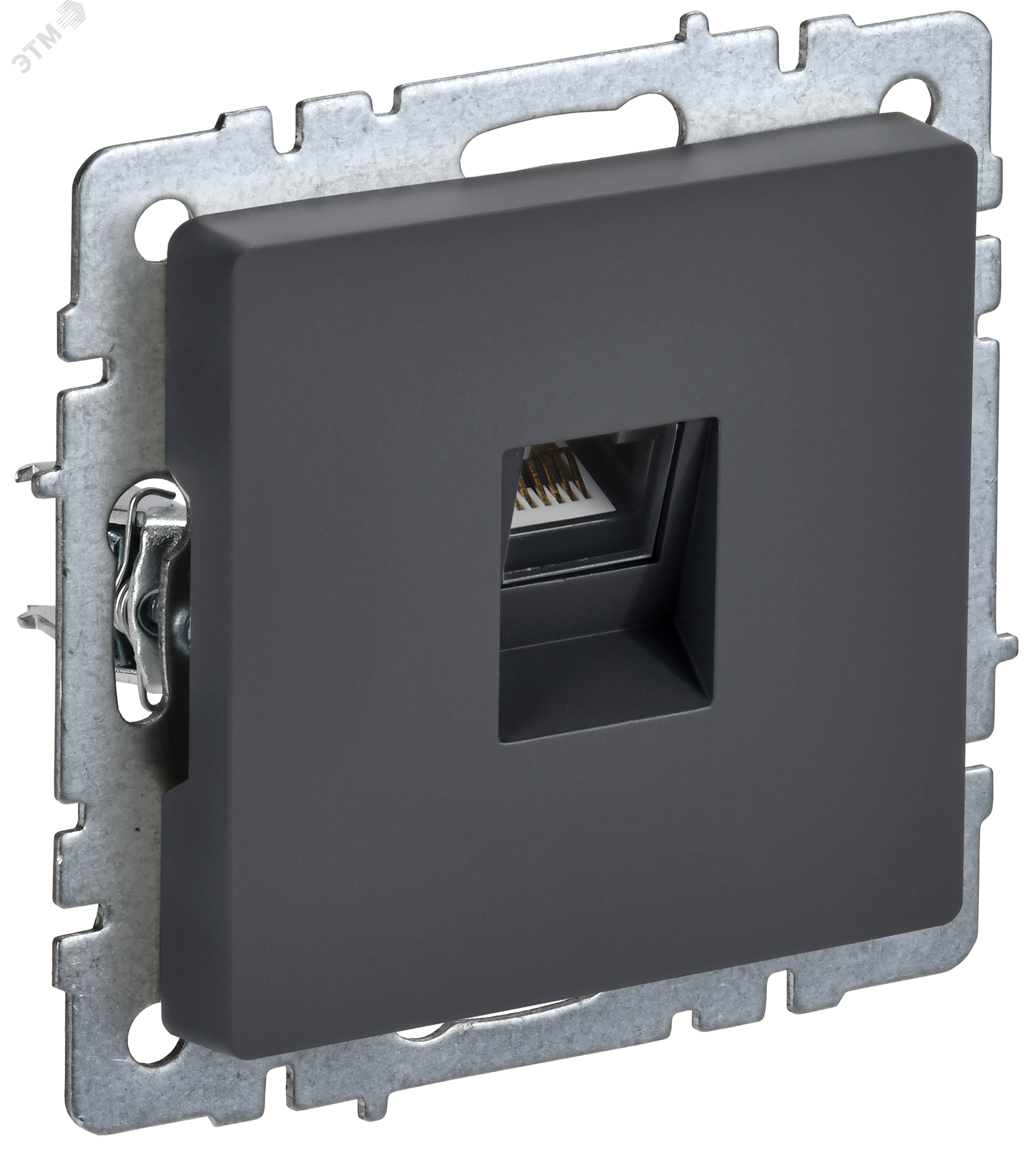 Изображение товара Розетка компьютерная RJ45 серии BRITE IEK с скрытым монтажом графит IP20