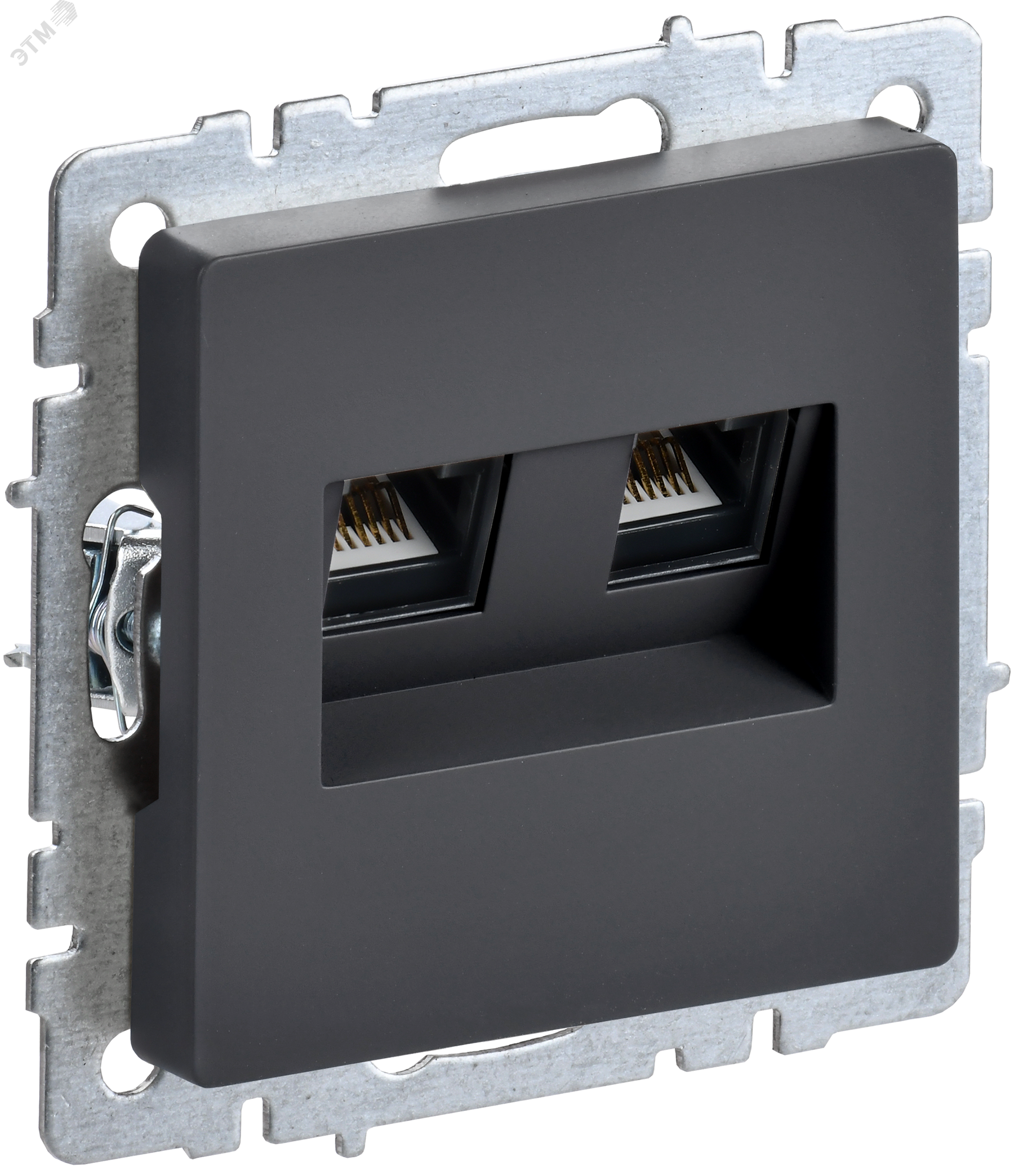 Изображение товара BRITE Розетка двойная RJ11+RJ45 кат.5E РК/Т12-БрГ графит (шт)