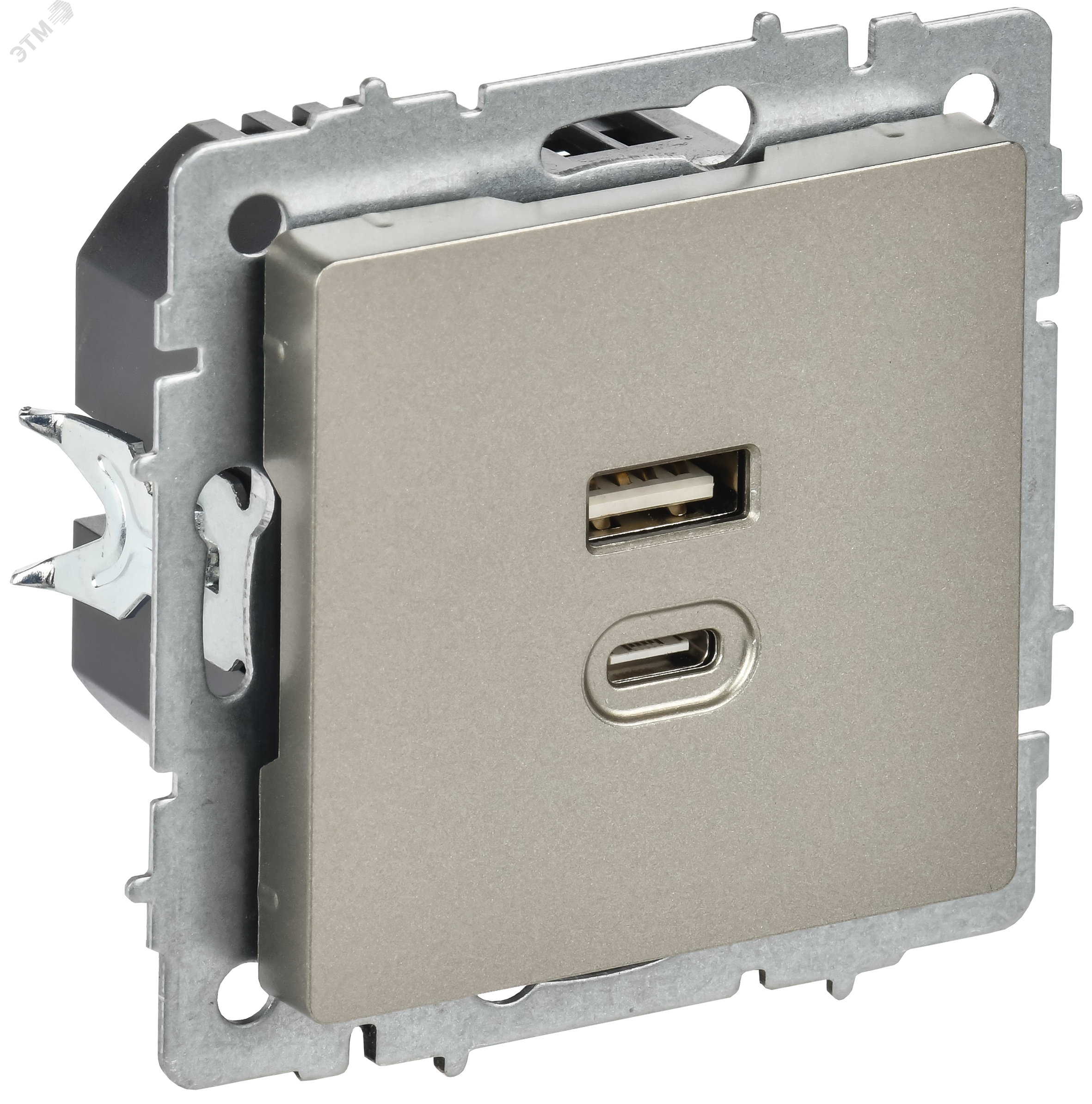 Изображение товара BRITE Розетка USB A+C 45Вт высокоскоростная зарядка РЮ11-2-БрШ шампань IEK