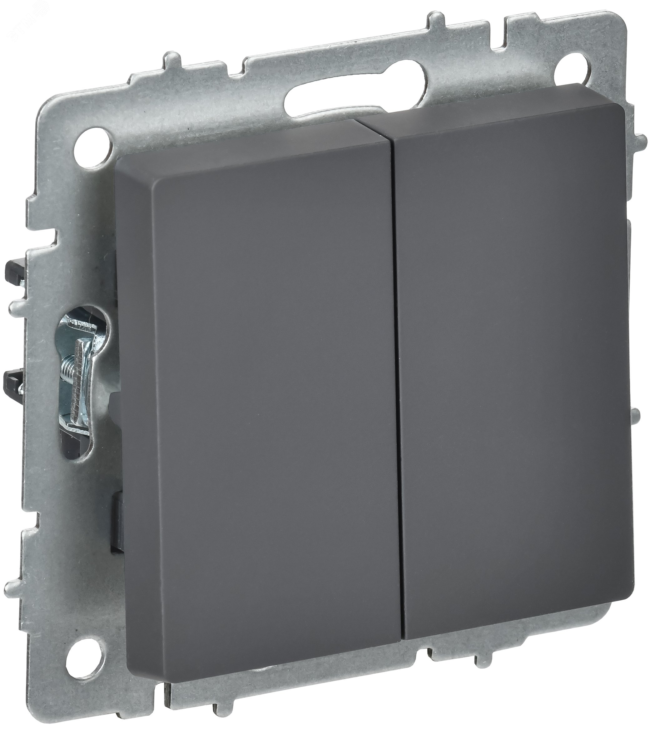 Изображение товара Выключатель 2-клавишный перекрестный 10А графит IEK ВС10-2-3-БрГ