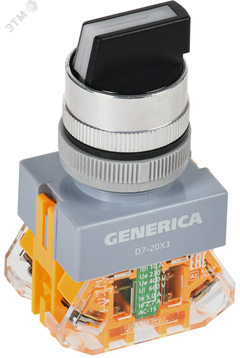 Изображение товара Переключатель D7-20X3 3 положительных 1 соединительный 1 размыкающий контакт черный GENERICA