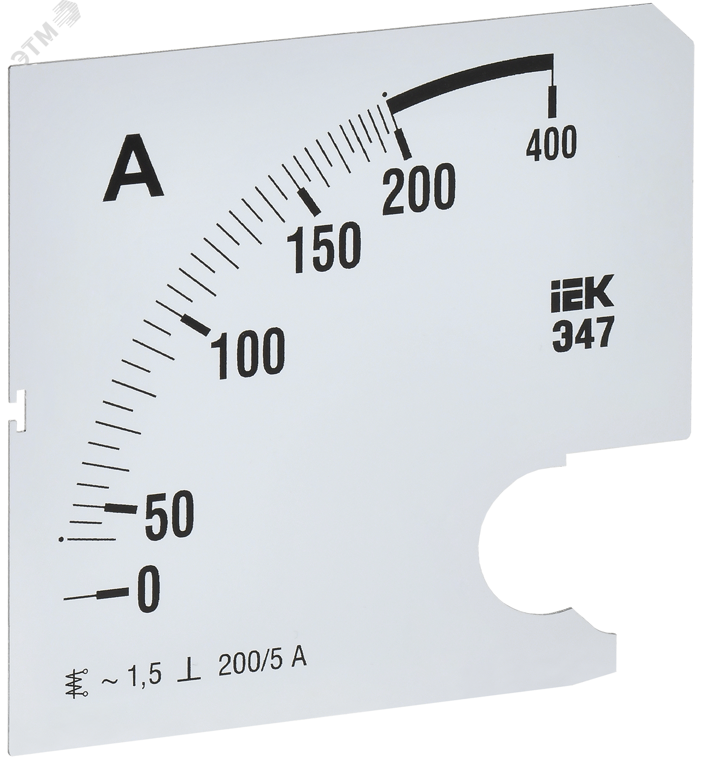 Изображение товара Шкала сменная для амперметра Э47 200/5А класс точности 1,5 96х96мм