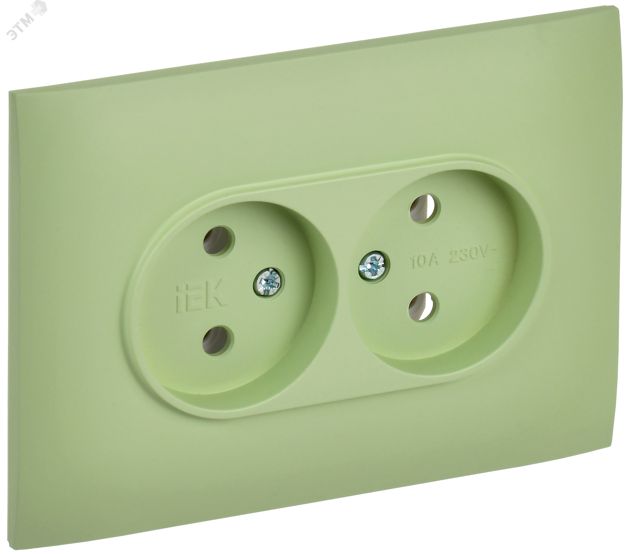 Изображение товара Двойная розетка серии SKANDY 10А без заземления и защитных шторок, зеленая