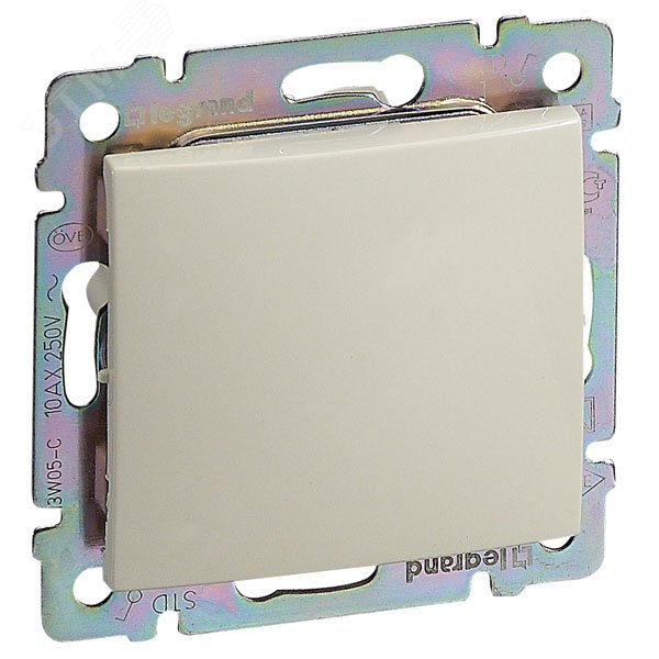 Изображение товара Выключатель 1-клавишный проходной схема 6 10А слоновая кость VALENA