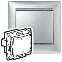 Изображение товара Выключатель 1-клавишный проходной 3-полюсный VALENA с подсветкой алюминиевый 10А 220В