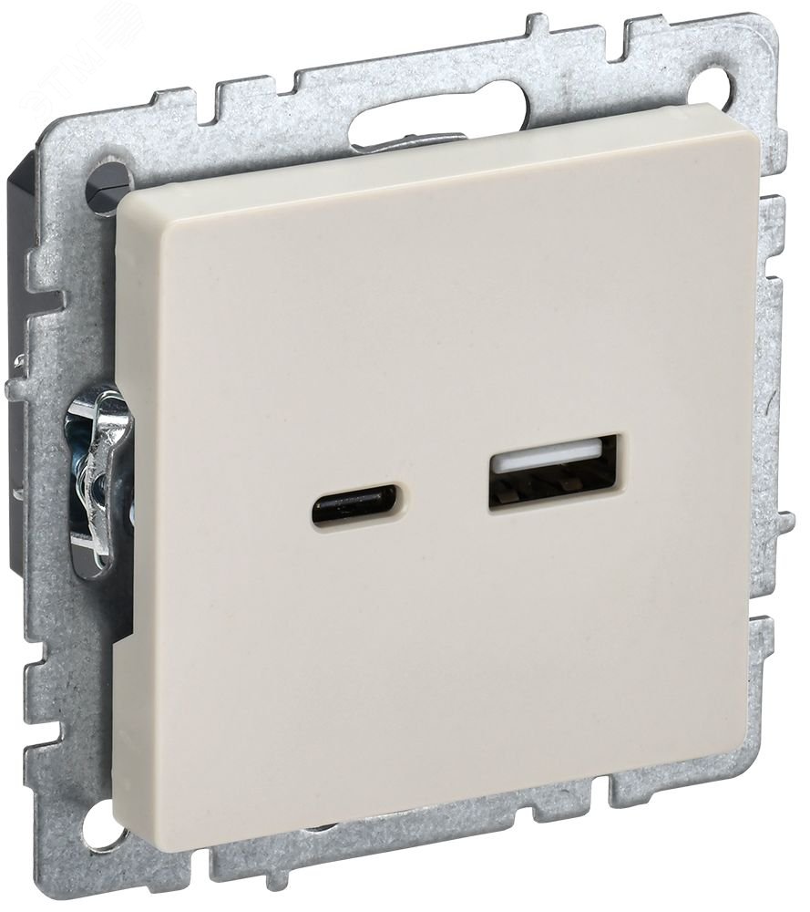 Изображение товара Розетка USB A+C 18Вт серия BRITE от IEK бежевый