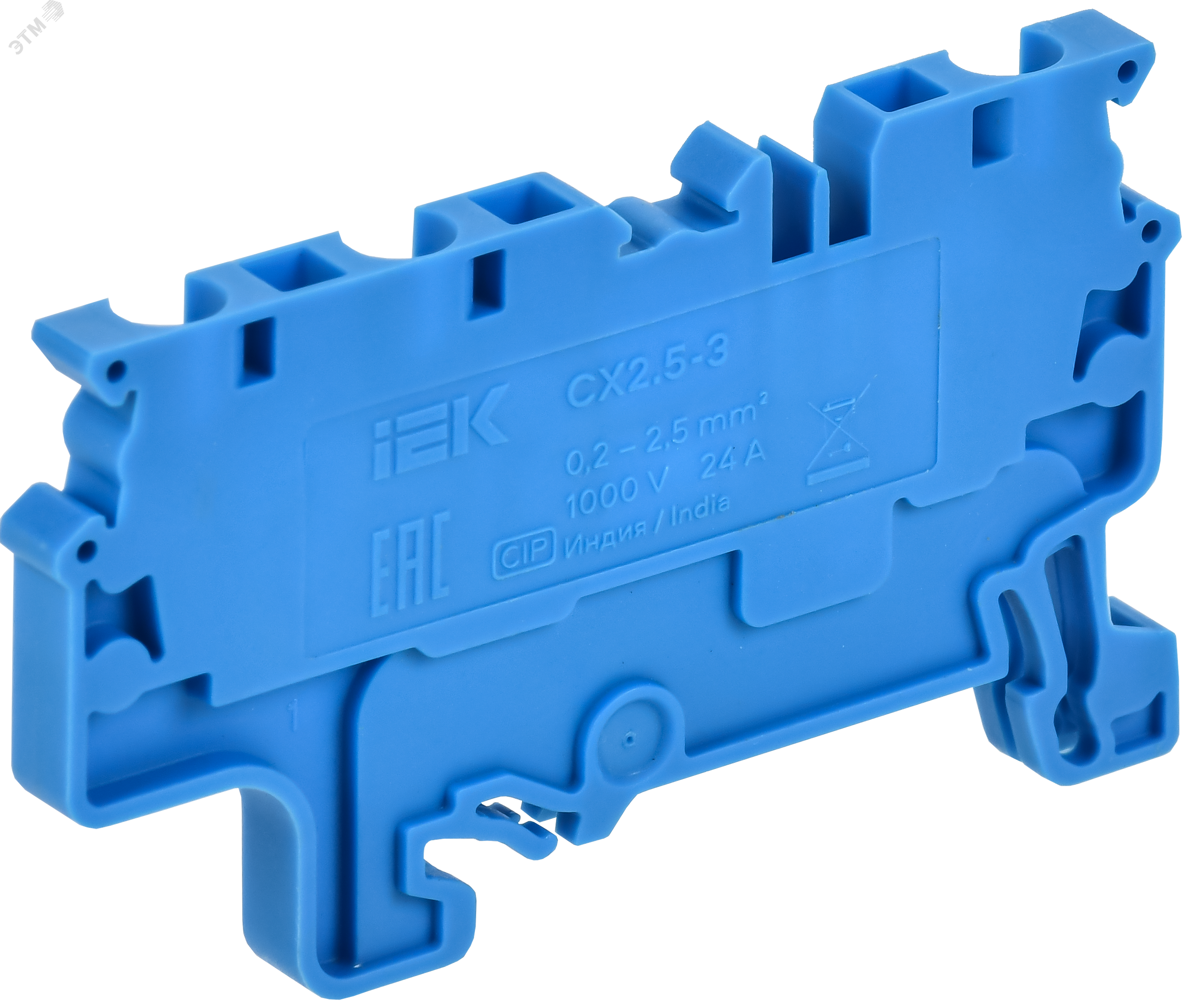 Изображение товара Пружинные клеммы серии CX IEK 2,5 мм2 трехконтактные синий 73.69 рублей