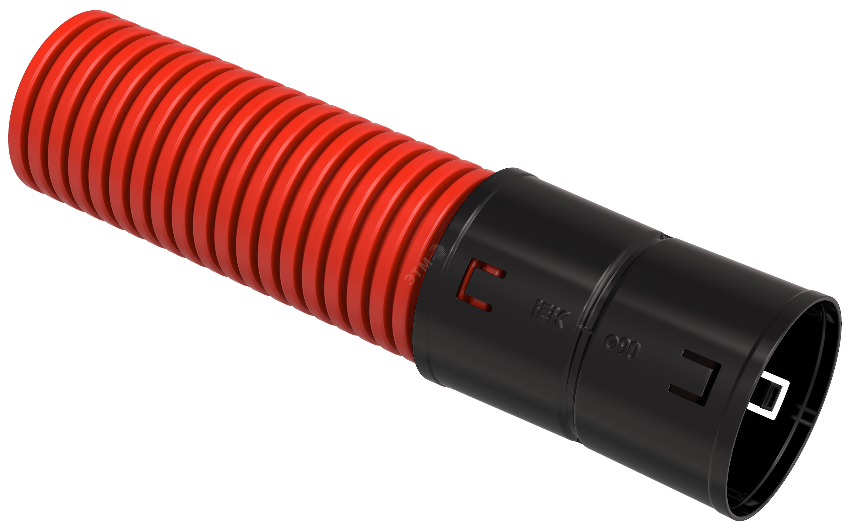 Труба гофр. двустенная ПНД d=90мм красная (50м) (CTG12-090-K04-050-R ...