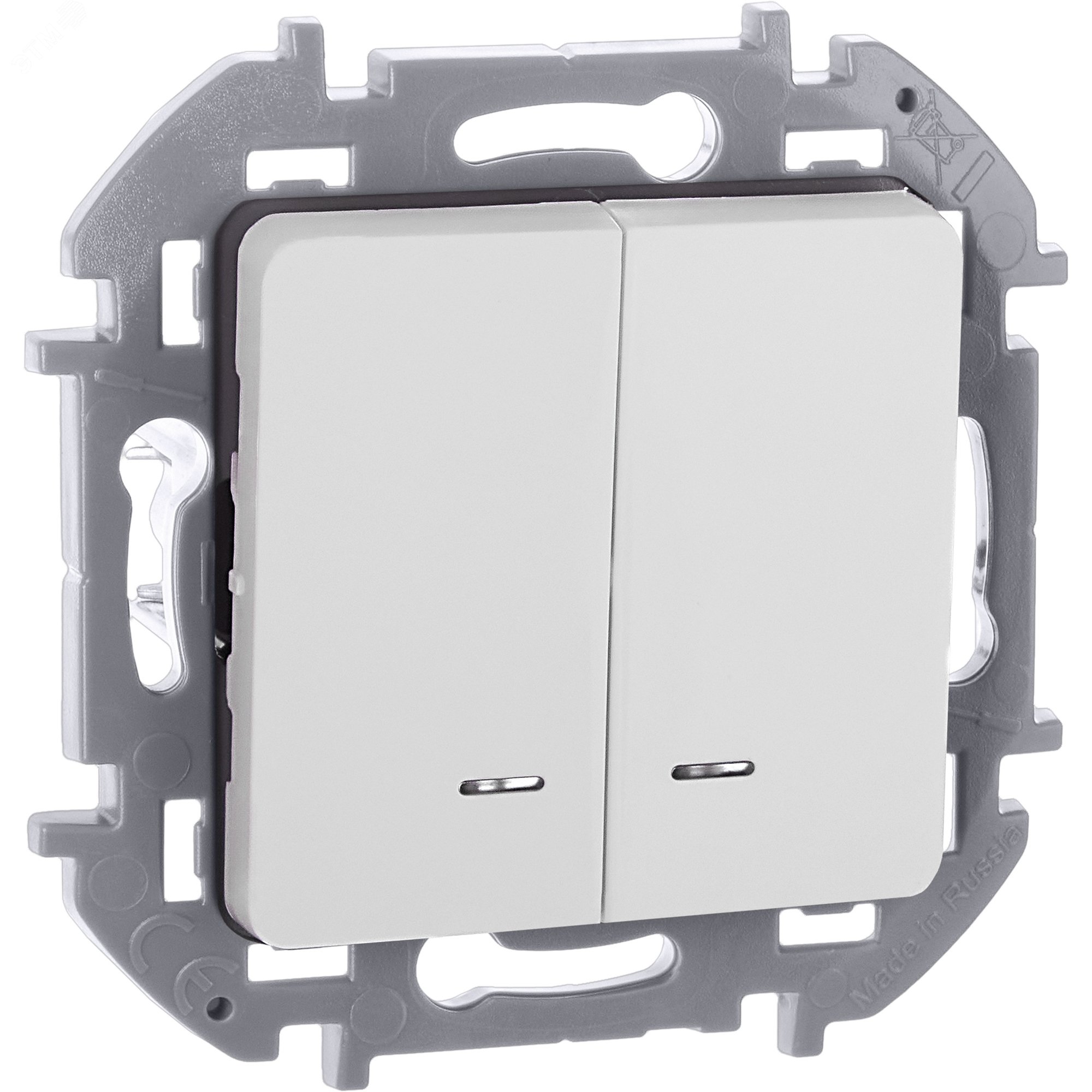 Изображение товара Выключатель 2-клавишный с подсветкой Inspiria белый 10А скрытый монтаж