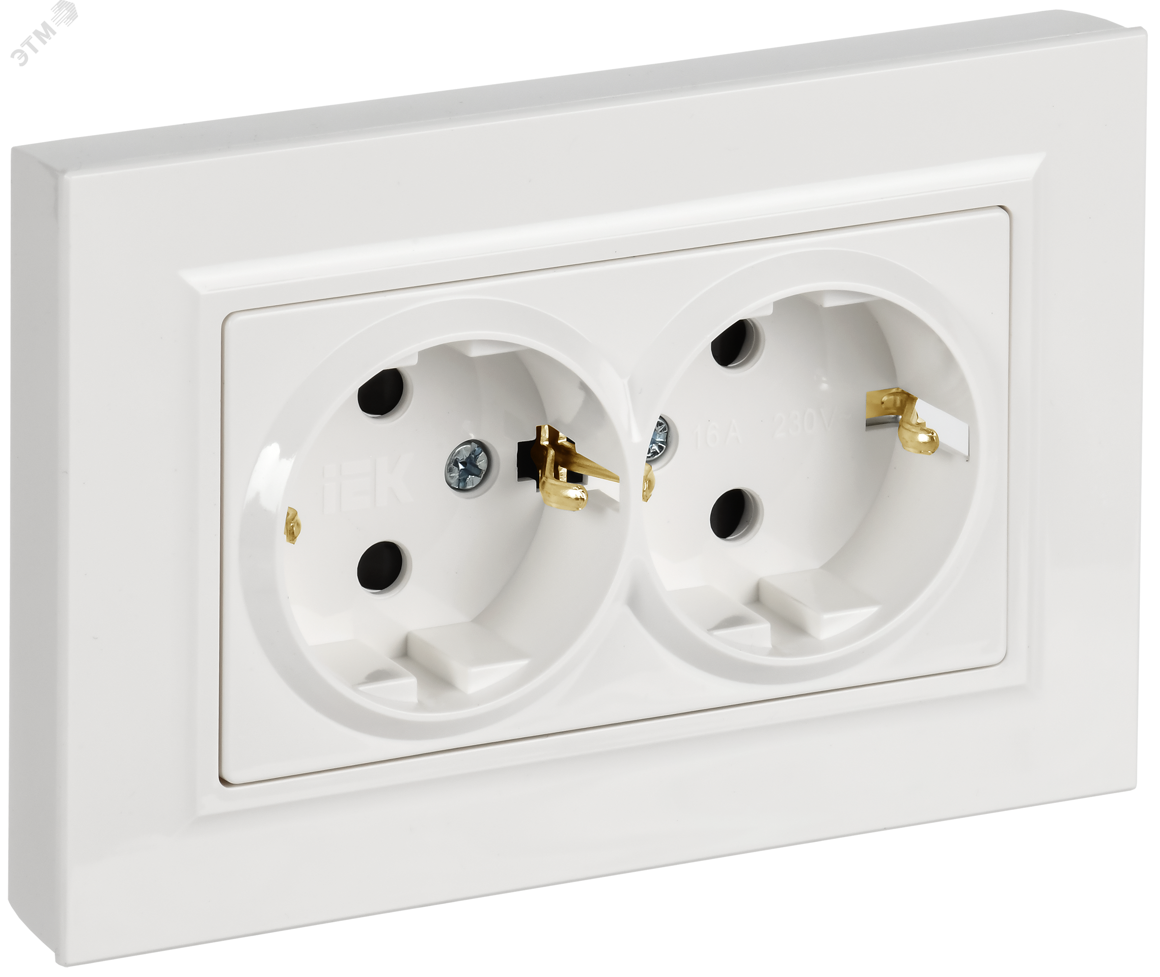 Изображение товара Розетка 2-местная с заземлением и шторками серия BRITE IEK