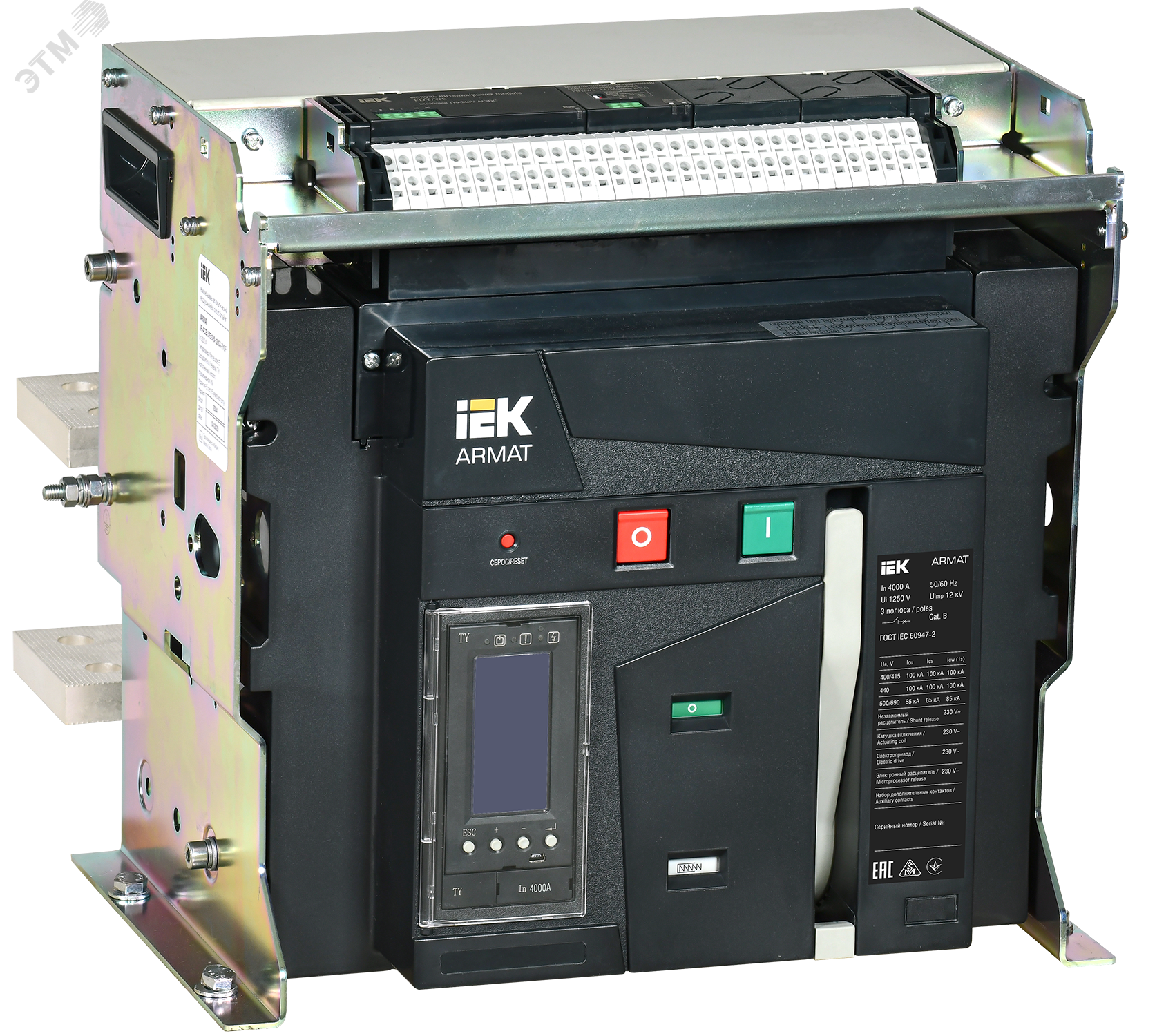 Изображение товара Выключатель автоматический воздушный стационарного исполнения 3P F 100кА 4000А расцепитель TY с комплектом аксессуаров 220В (шт)