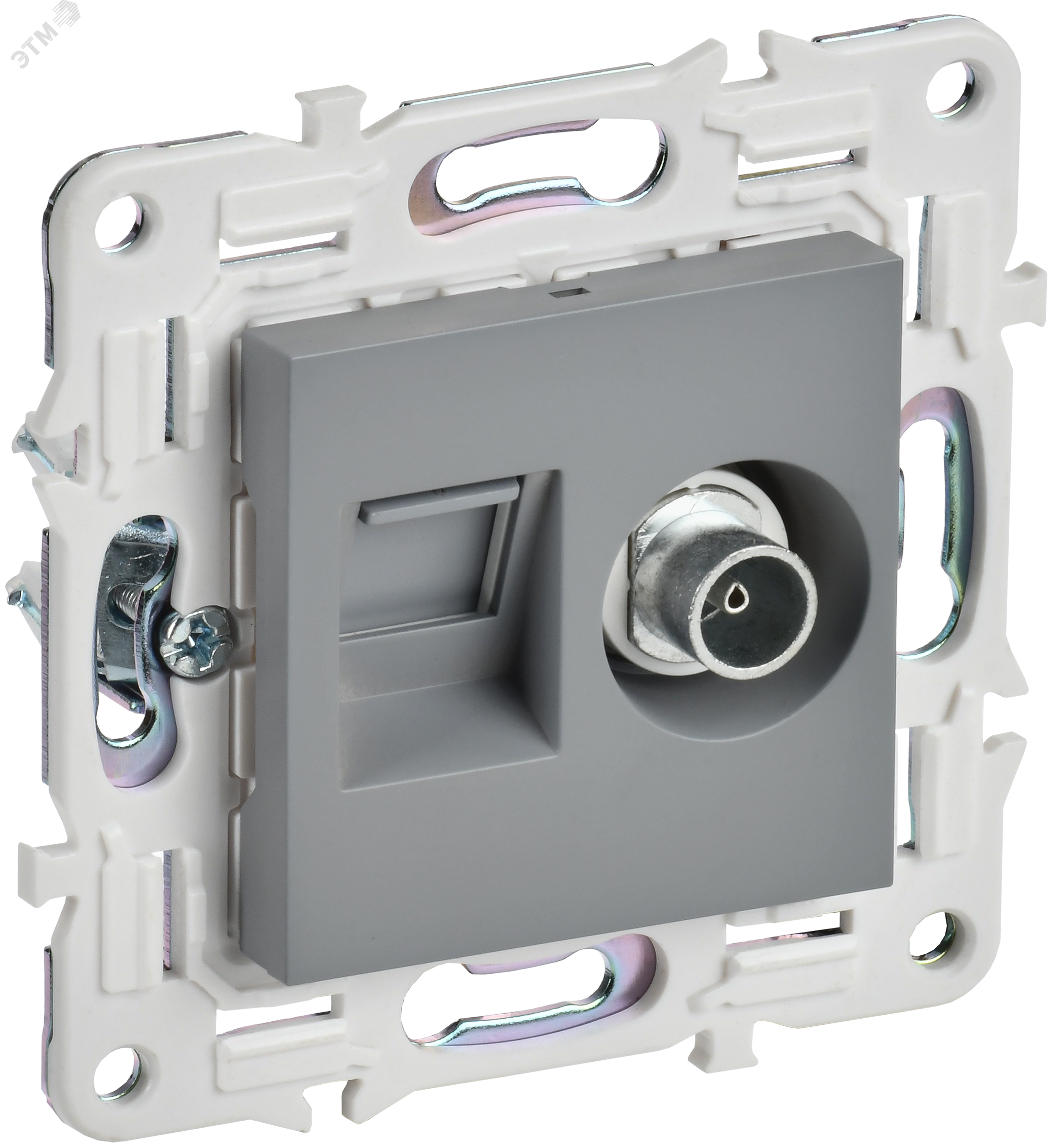 Изображение товара SKANDY Розетка двойная TV+RJ45 кат 5E серый IEK SK-A14Gr
