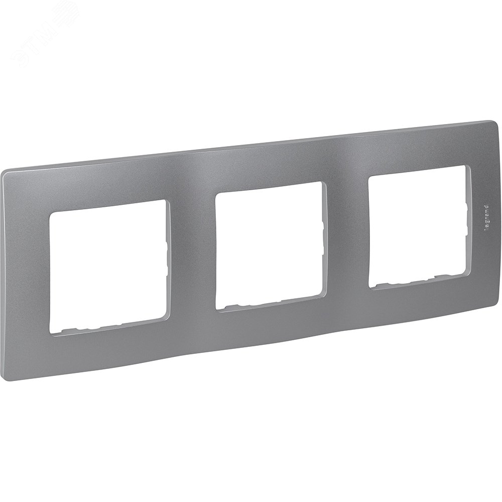 Изображение товара Рамка 3-местная алюминий ETIKA для розеток и выключателей