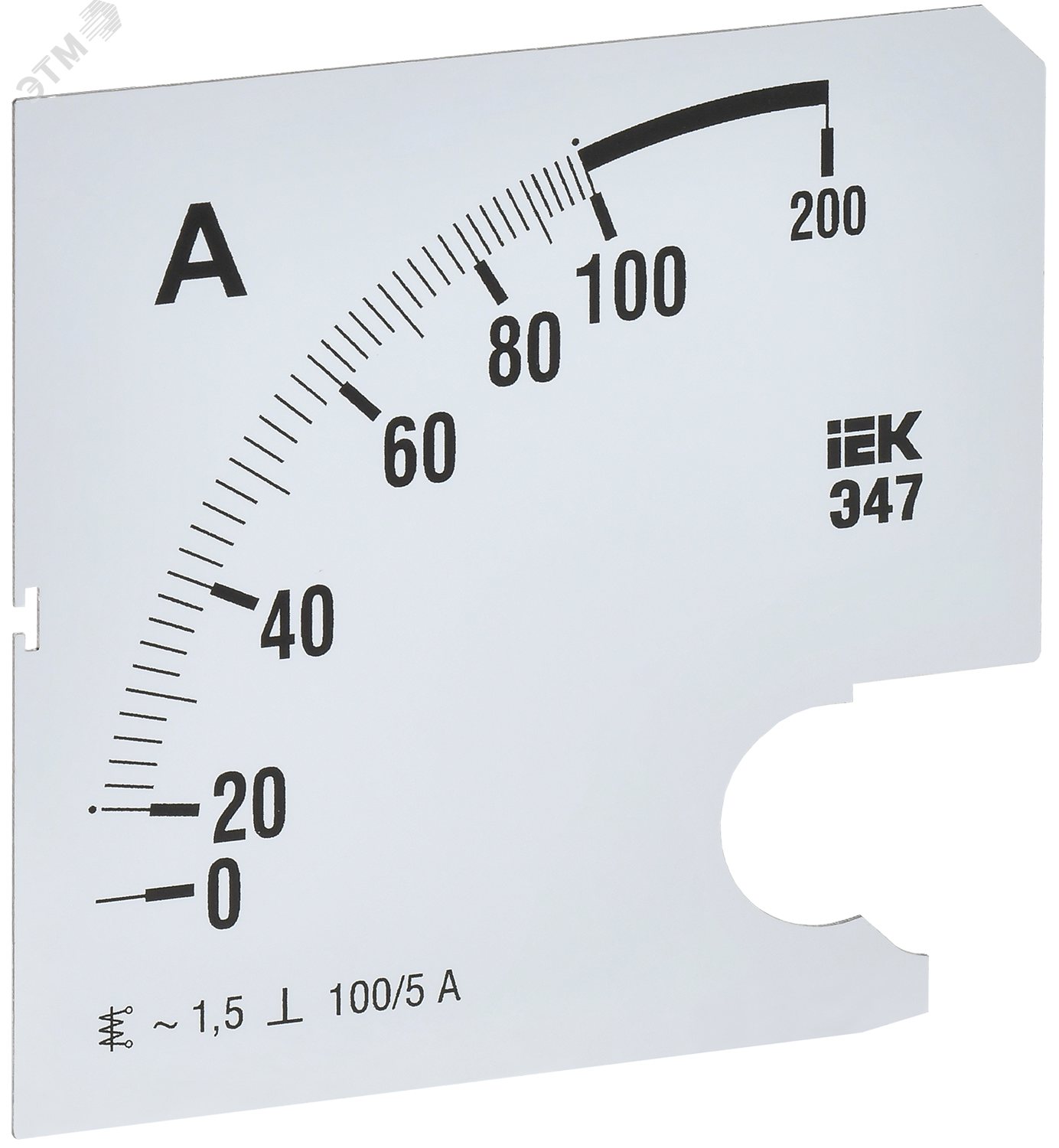 Изображение товара Шкала сменная для амперметра Э47 100/5А класс точности 1,5 96х96мм