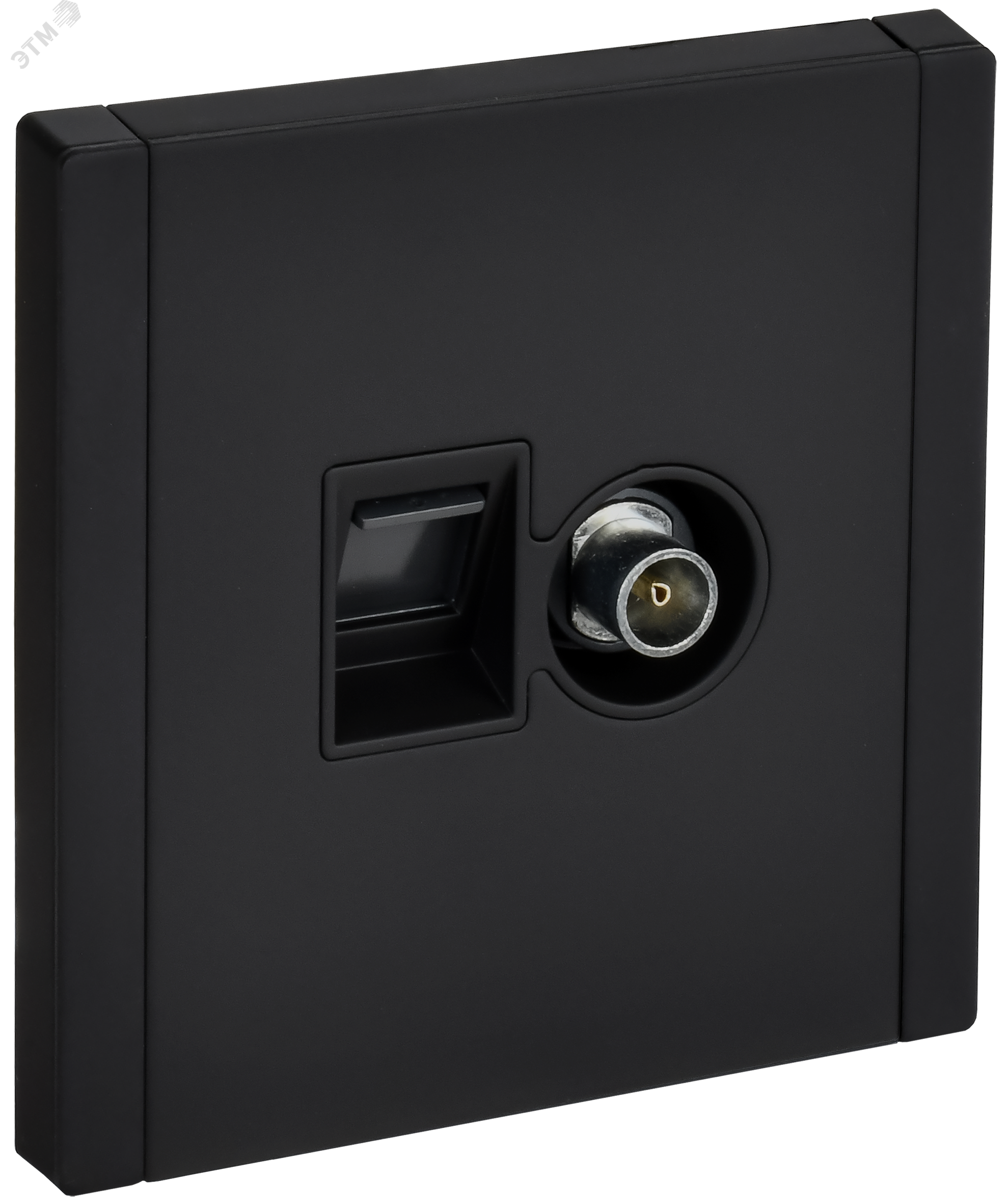 Изображение товара Розетка двойная TV+RJ45 кат.5E из металла для интерьерного дизайна IEK FP136M