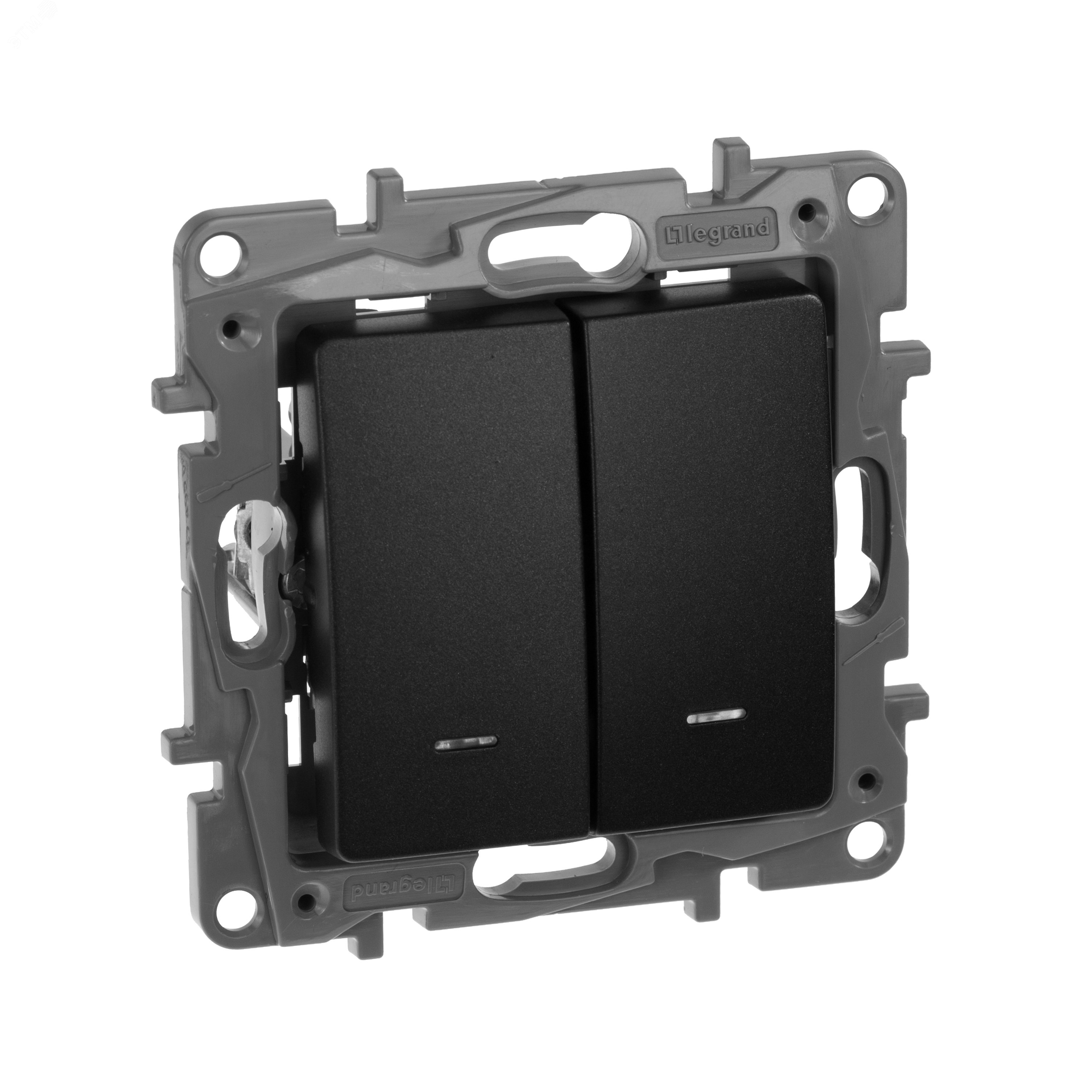 Изображение товара Выключатель 2-клавишный проходной с подсветкой ETIKA 10А IP20