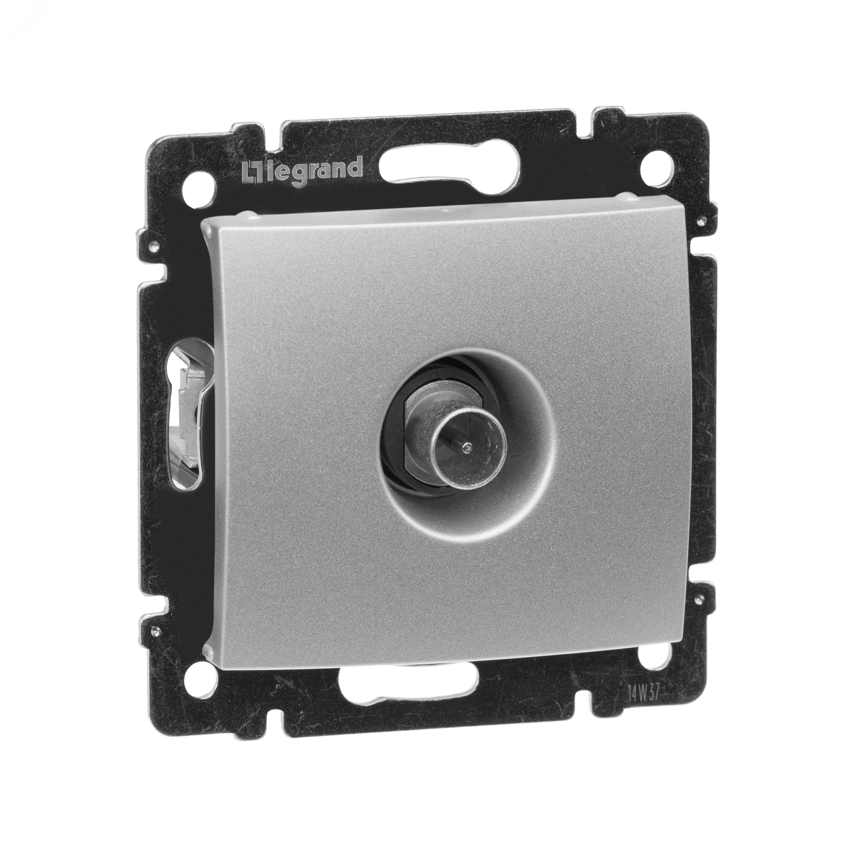 Изображение товара Розетка TV проходная алюминиевая VALENA для схем шлейфа монтаж скрытый