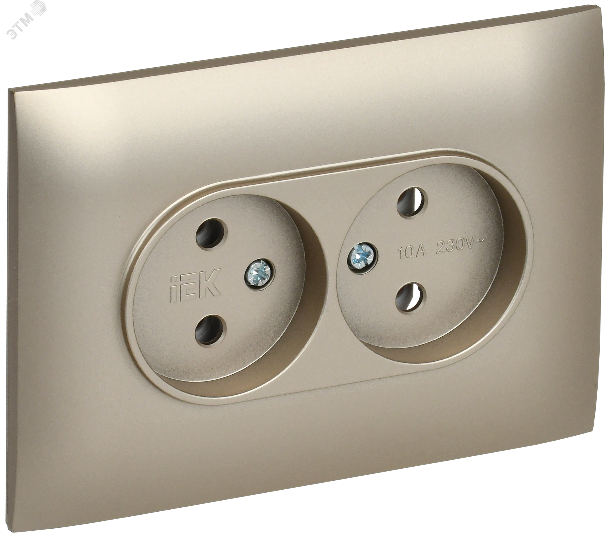 Изображение товара SKANDY Розетка 2-местная без заземления без защитных шторок 10А в сборе SK-R10Sh шампань IEK (шт)