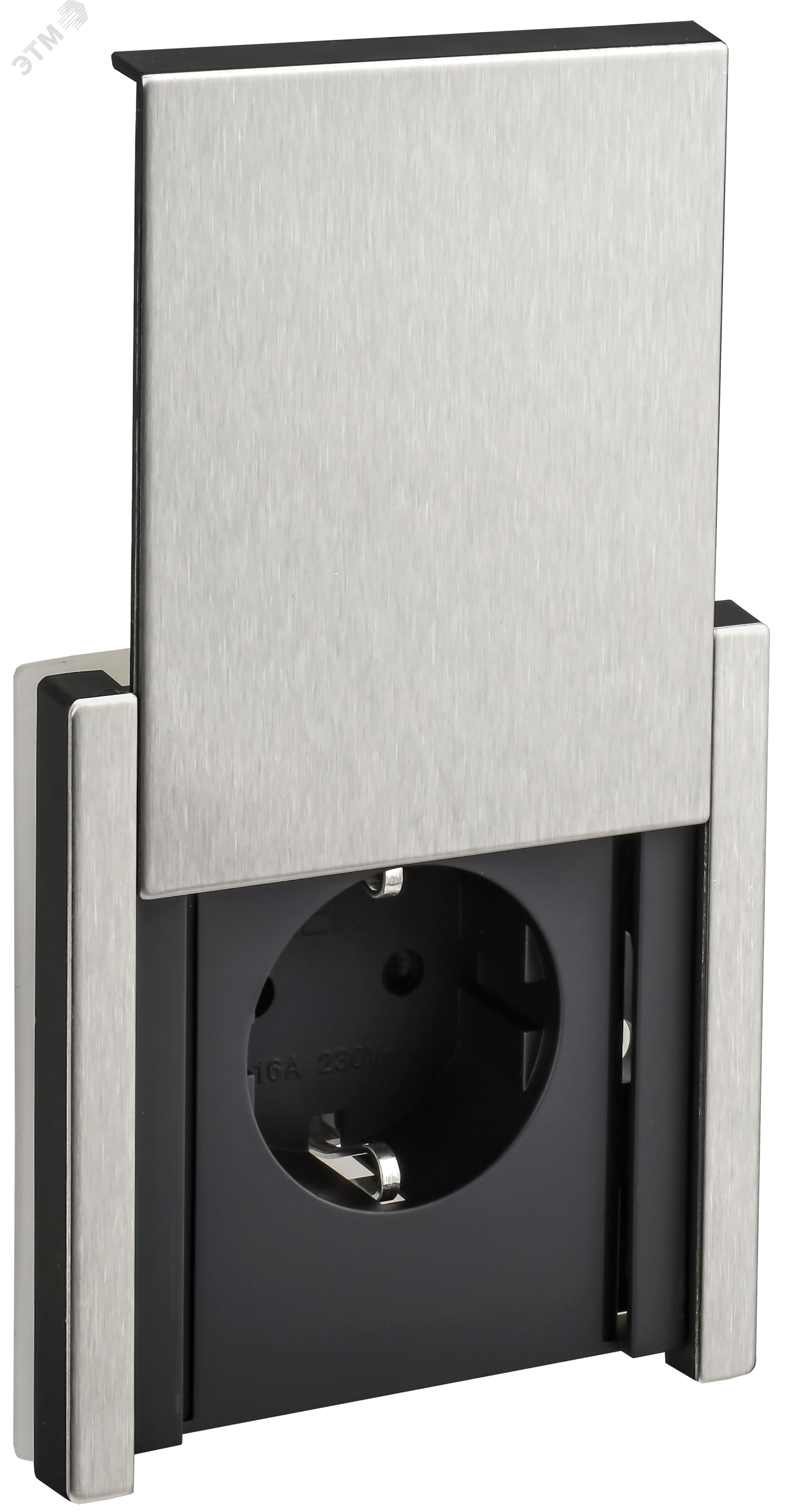 Изображение товара Розетка 1-местная с заземлением и защитными шторками IEK FP721M никель